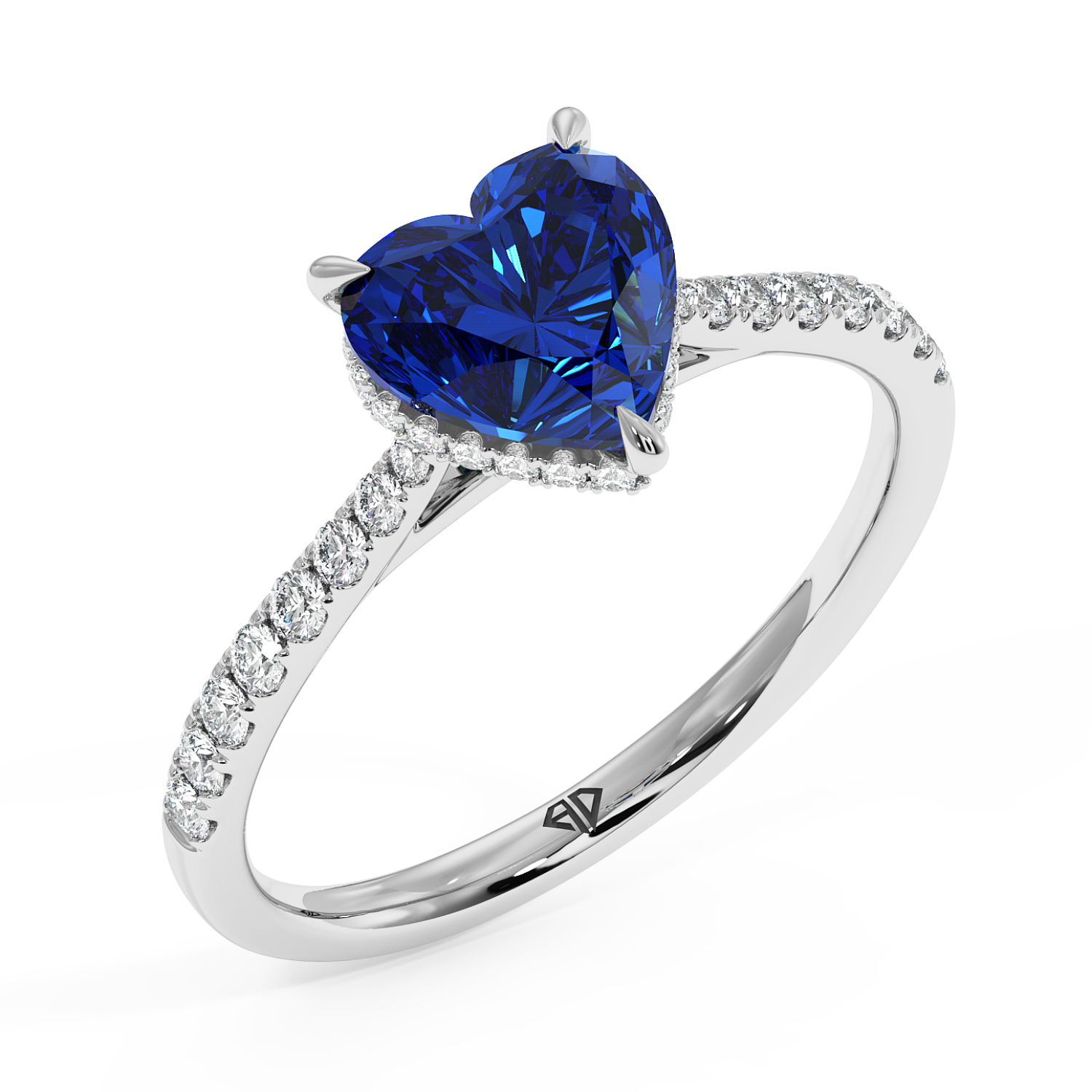 18K White Gold Hana Diamond Shoulder Hidden Halo Engagement Ring