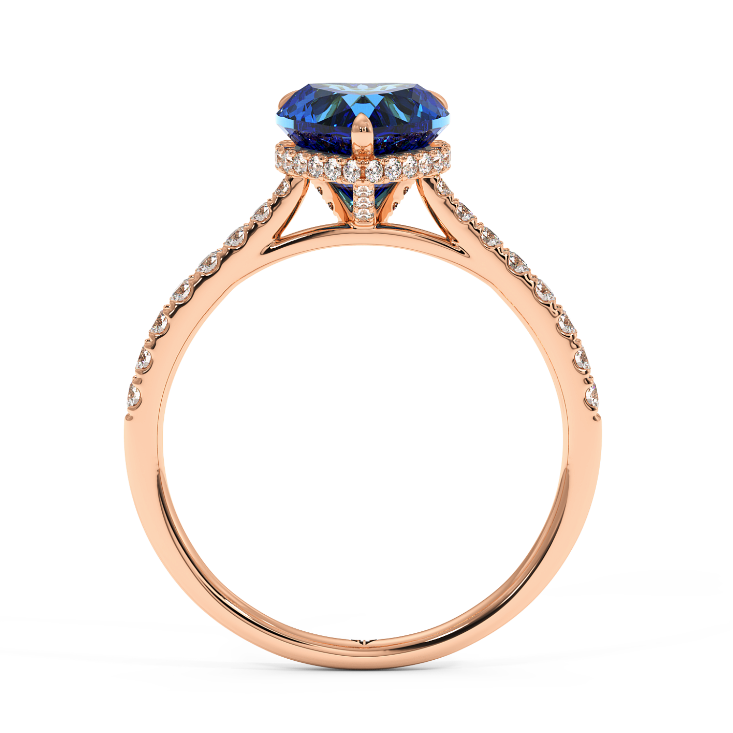 18K Rose Gold Hana Diamond Shoulder Hidden Halo Engagement Ring