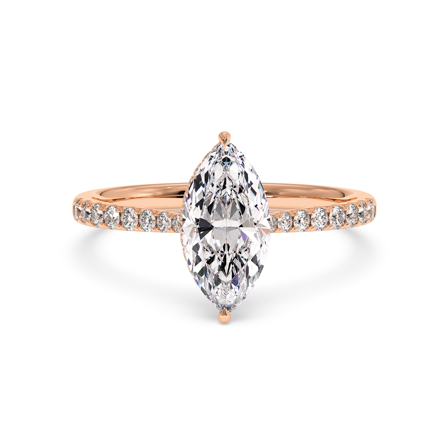 18K Rose Gold Hana Diamond Shoulder Hidden Halo Engagement Ring