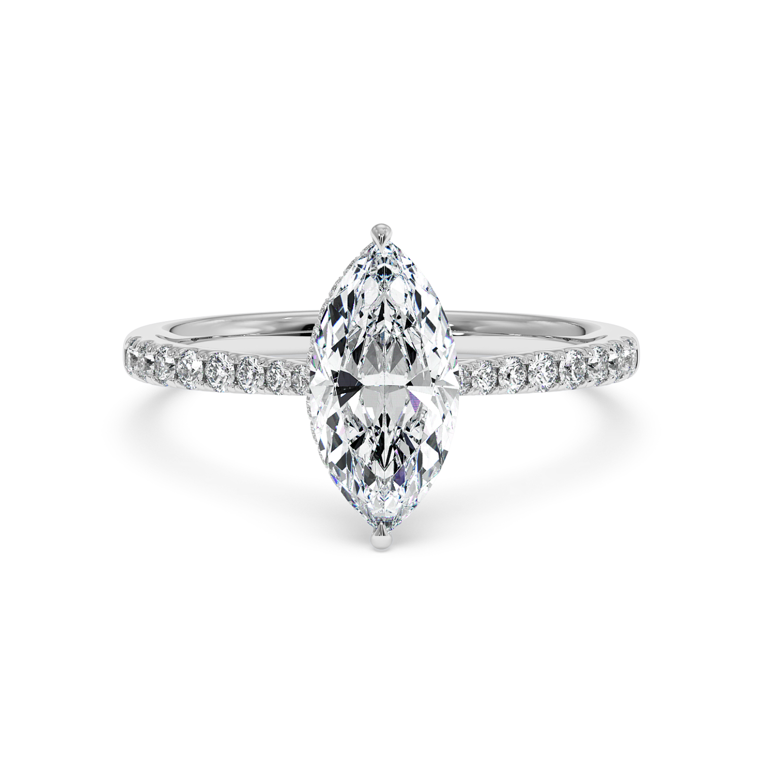 Platinum Hana Diamond Shoulder Hidden Halo Engagement Ring