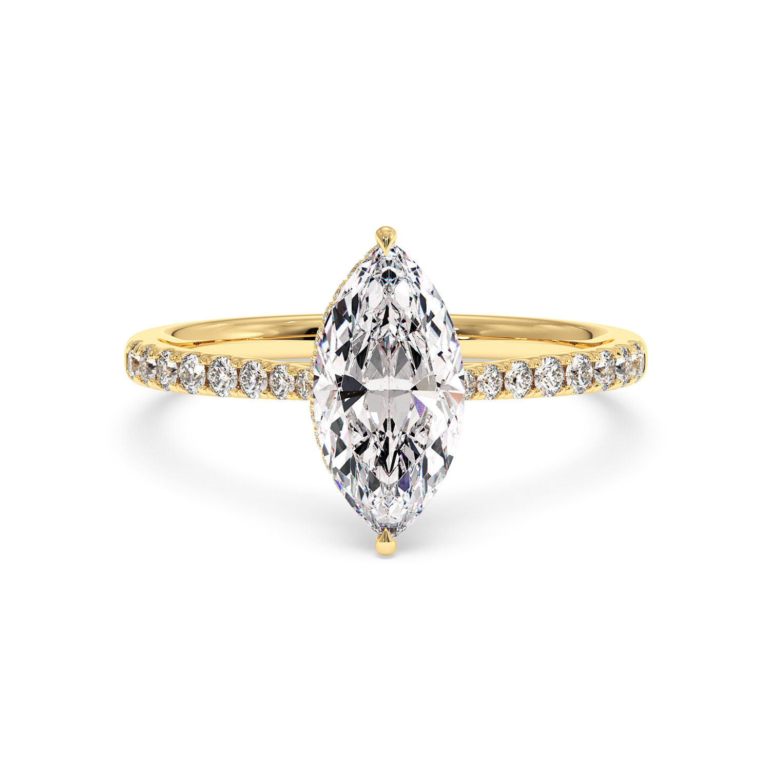 18K Yellow Gold Hana Diamond Shoulder Hidden Halo Engagement Ring
