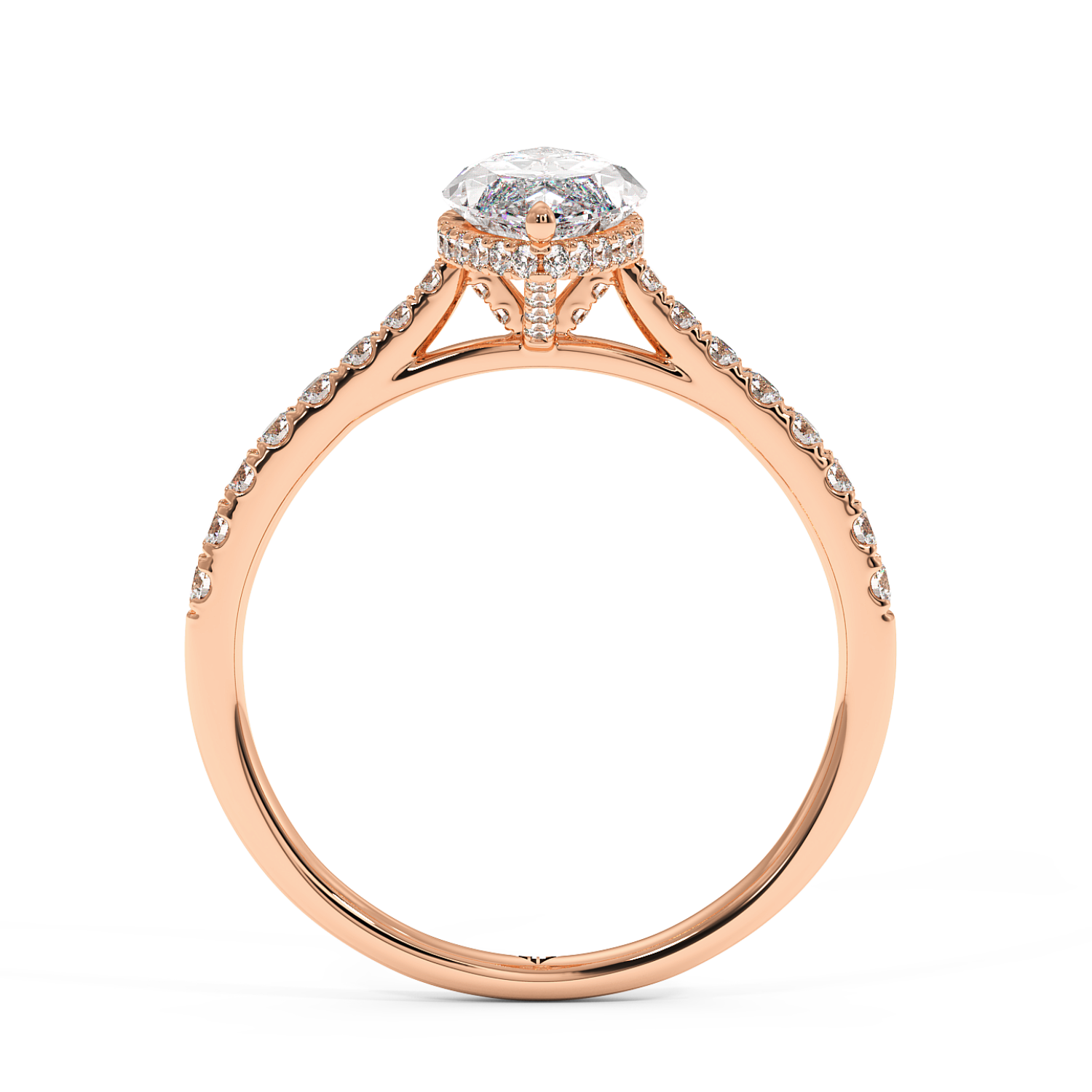 18K Rose Gold Hana Diamond Shoulder Hidden Halo Engagement Ring