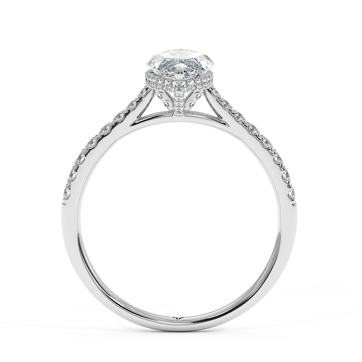 Platinum Hana Diamond Shoulder Hidden Halo Engagement Ring
