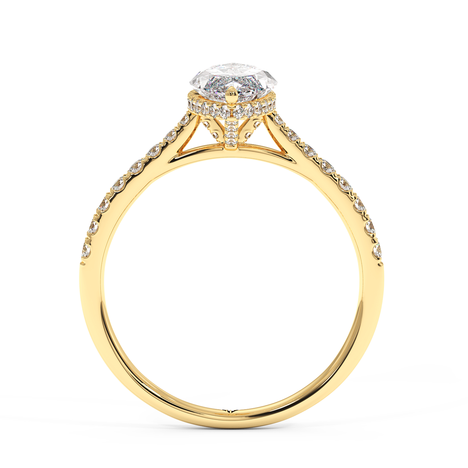 18K Yellow Gold Hana Diamond Shoulder Hidden Halo Engagement Ring