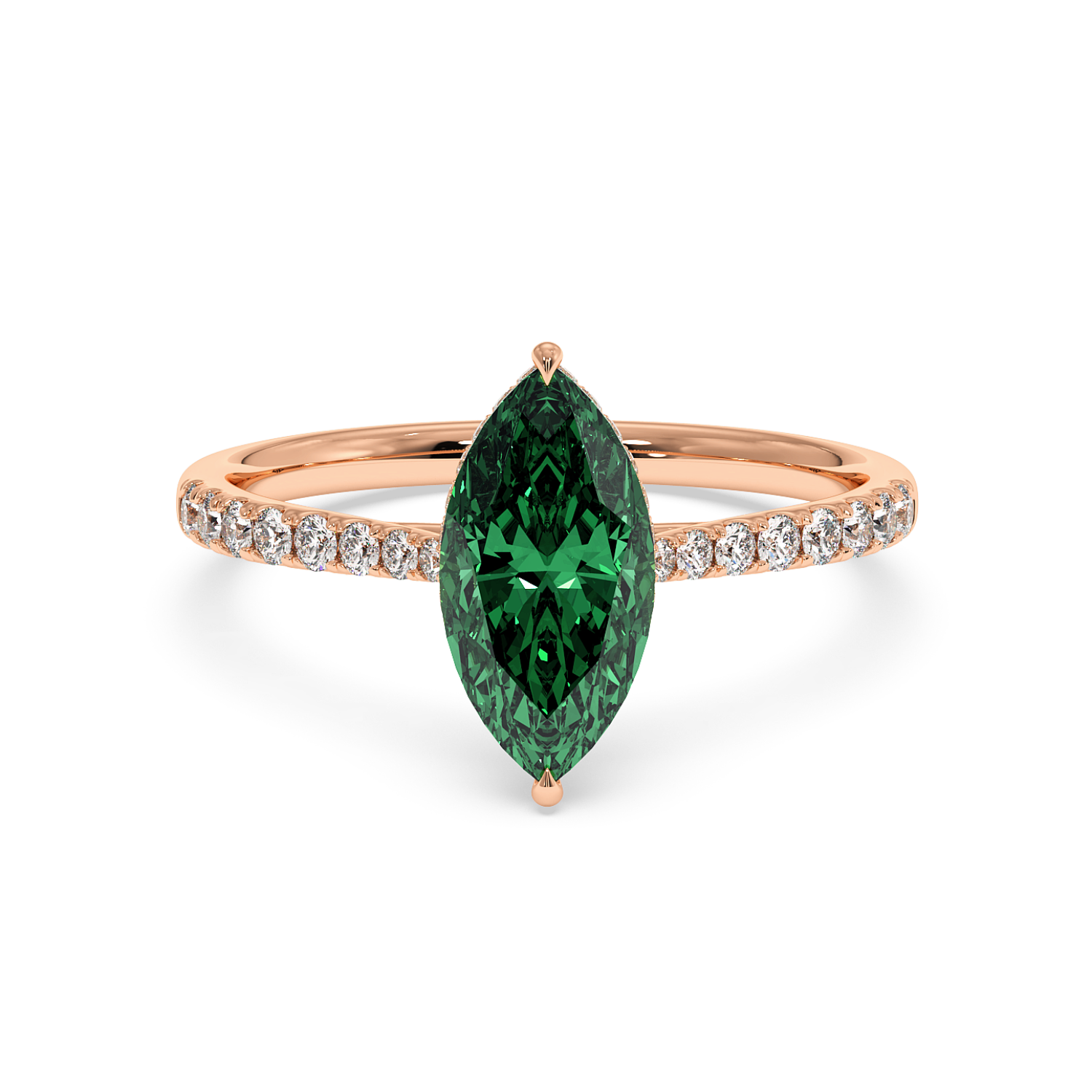 18K Rose Gold Hana Diamond Shoulder Hidden Halo Engagement Ring