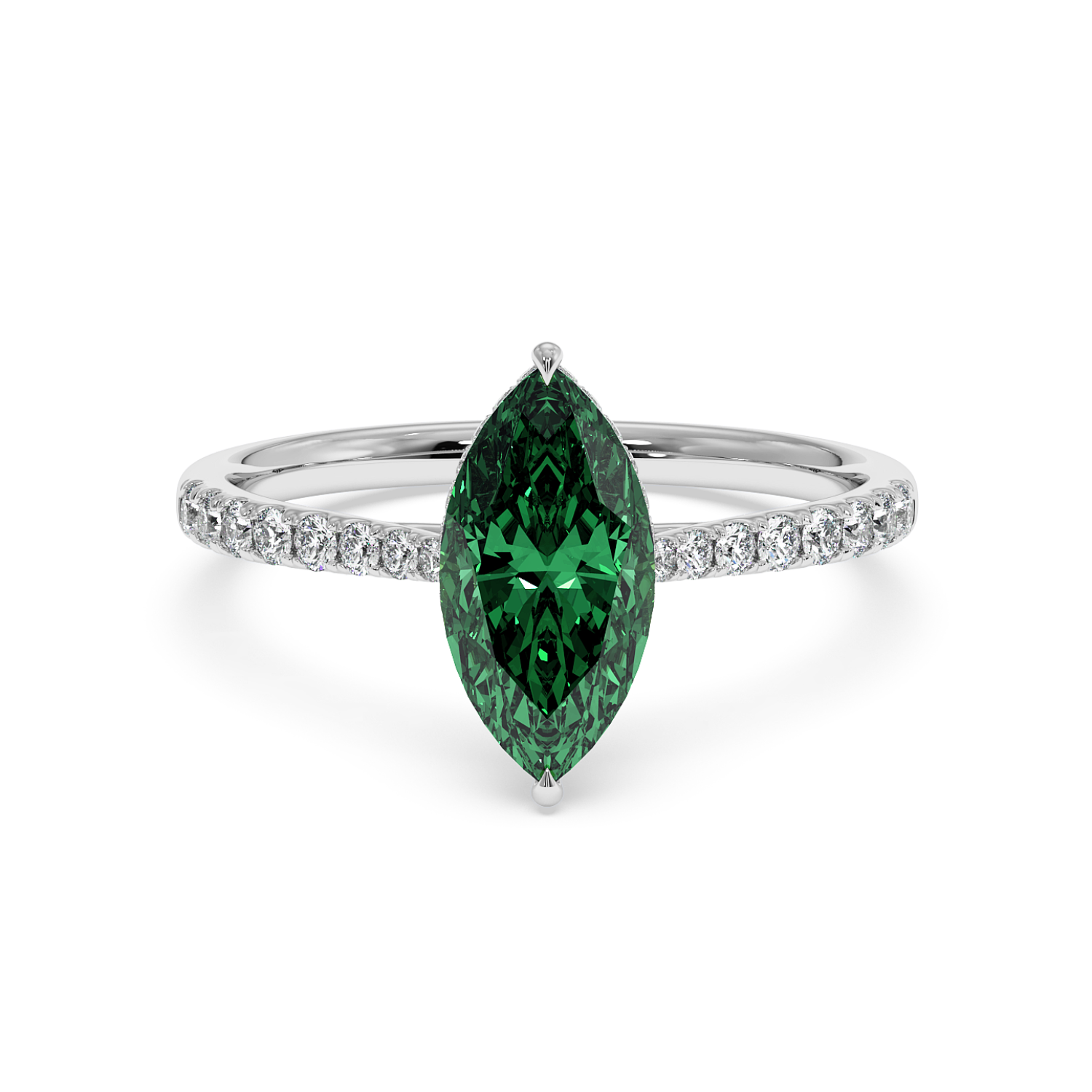 18K White Gold Hana Diamond Shoulder Hidden Halo Engagement Ring