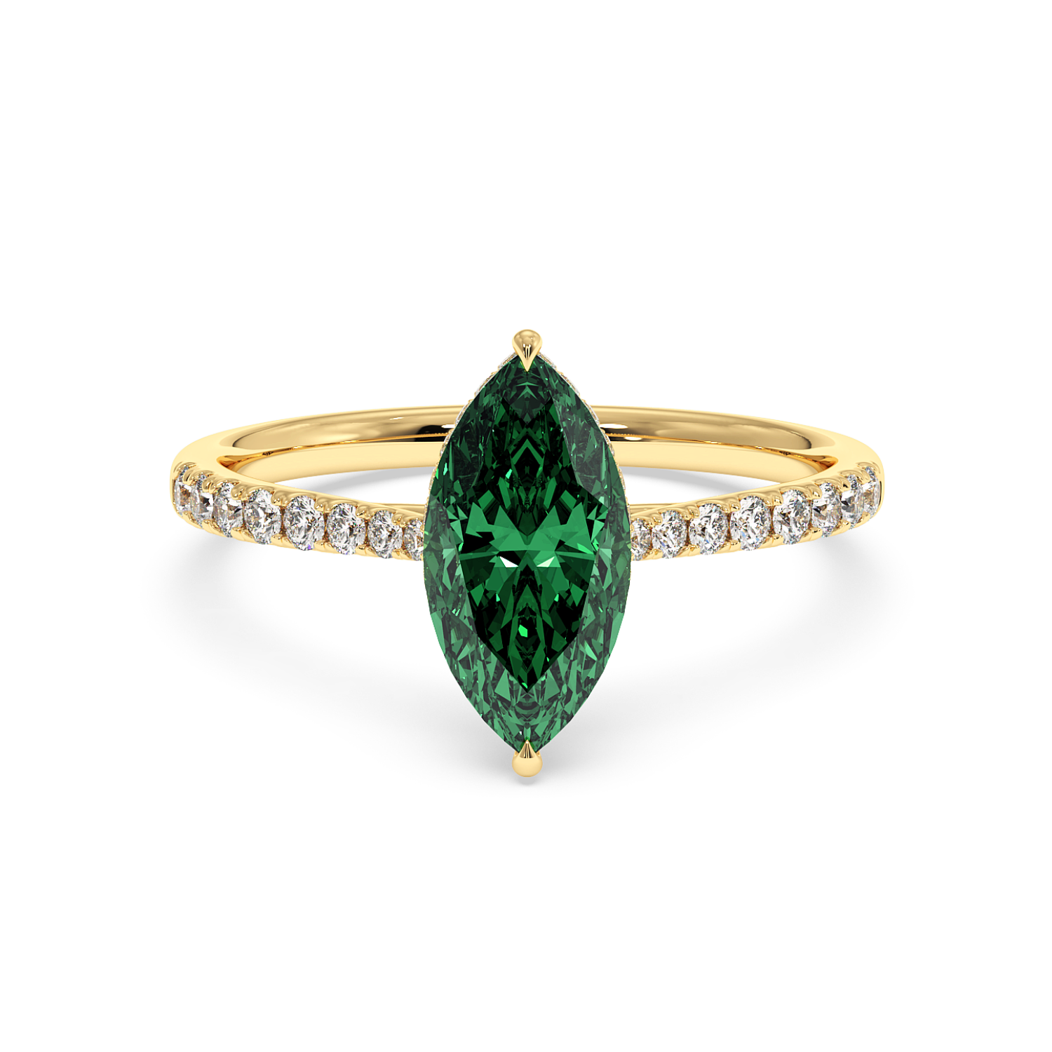 18K Yellow Gold Hana Diamond Shoulder Hidden Halo Engagement Ring