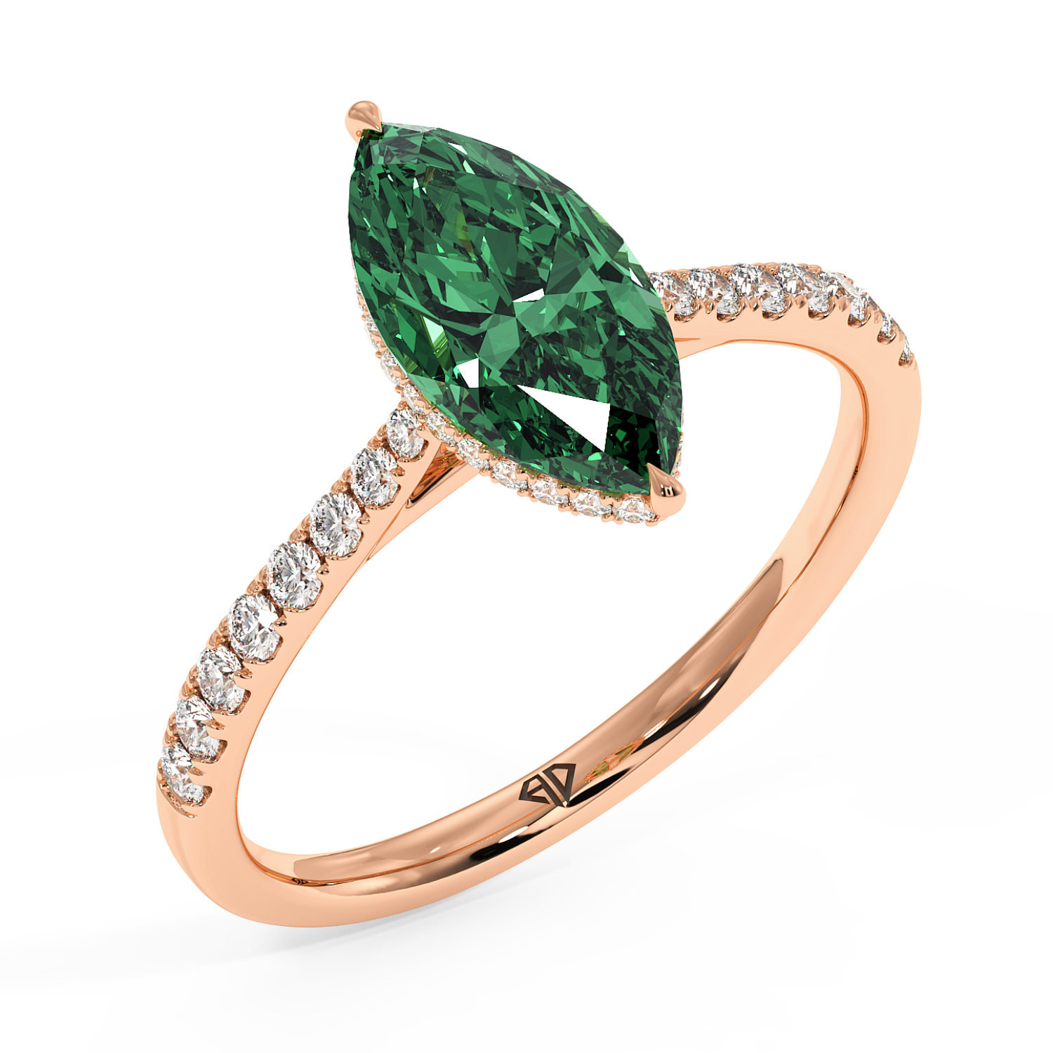 18K Rose Gold Hana Diamond Shoulder Hidden Halo Engagement Ring