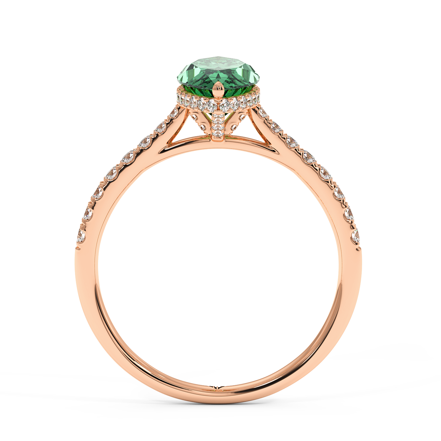 18K Rose Gold Hana Diamond Shoulder Hidden Halo Engagement Ring