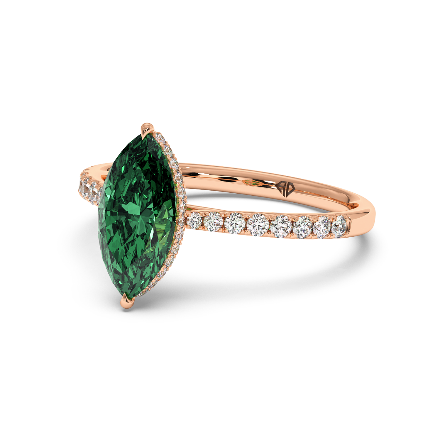 18K Rose Gold Hana Diamond Shoulder Hidden Halo Engagement Ring