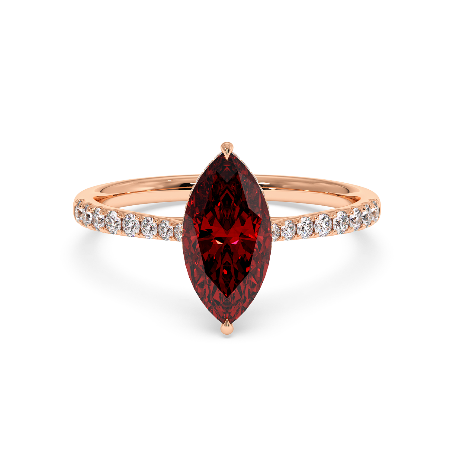 18K Rose Gold Hana Diamond Shoulder Hidden Halo Engagement Ring