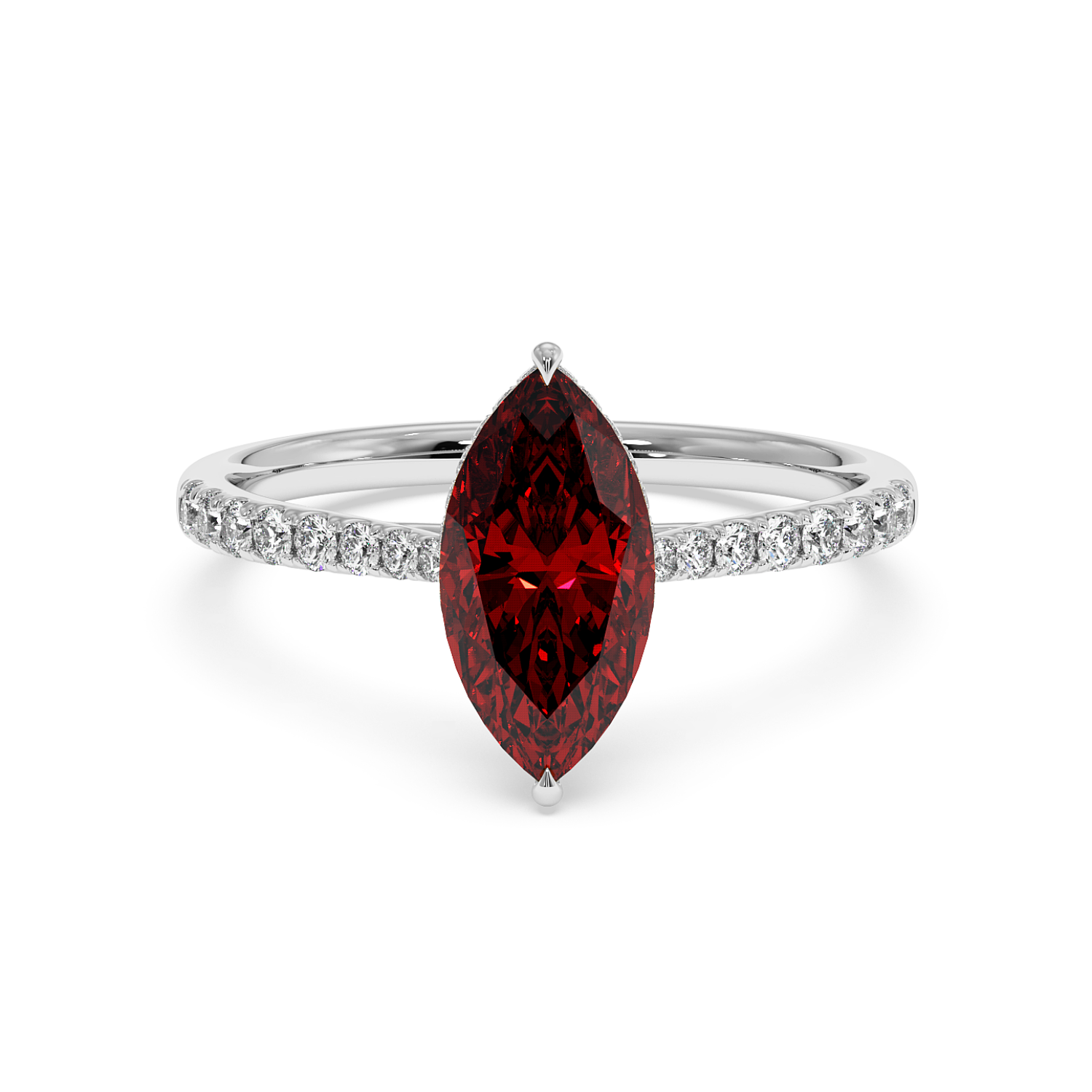 Platinum Hana Diamond Shoulder Hidden Halo Engagement Ring