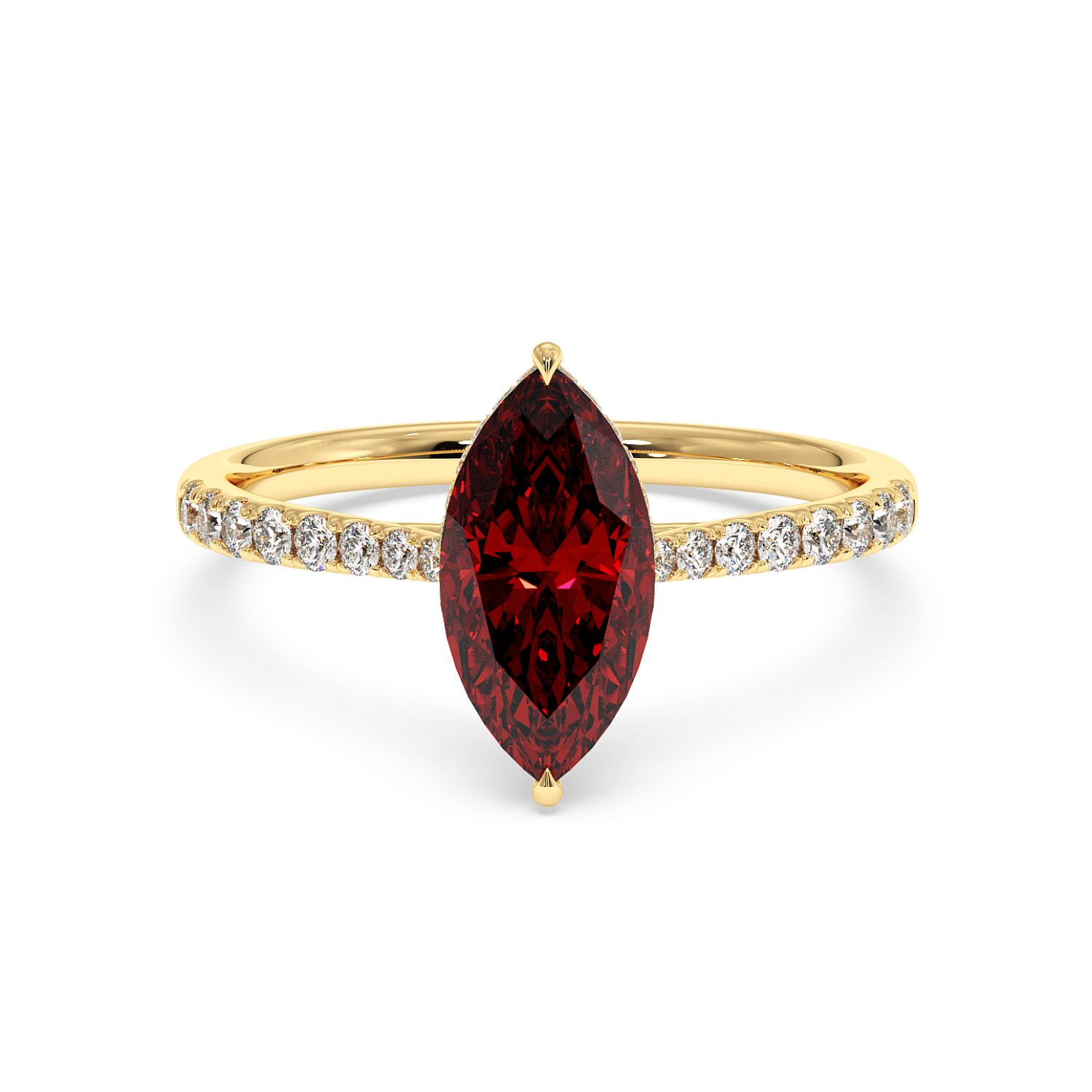 18K Yellow Gold Hana Diamond Shoulder Hidden Halo Engagement Ring