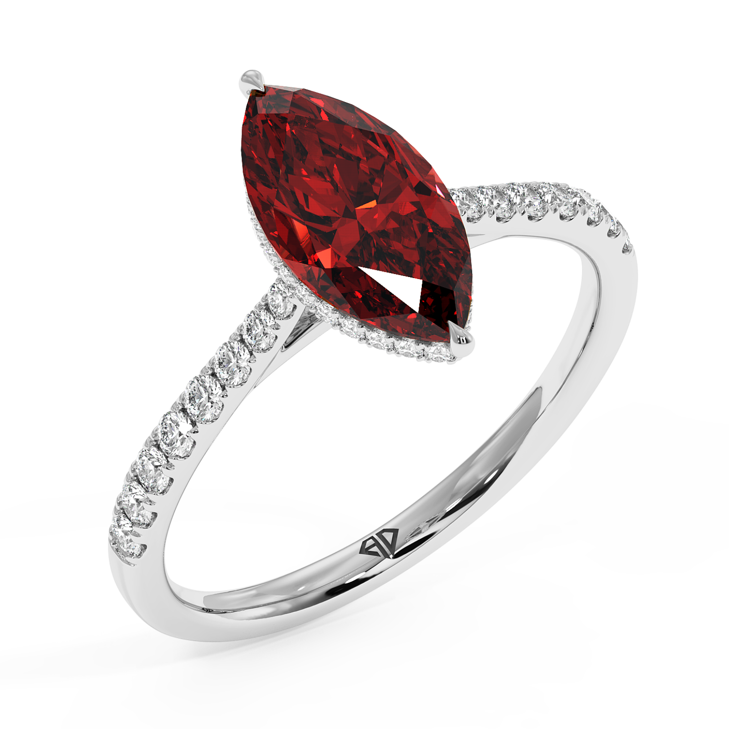 Platinum Hana Diamond Shoulder Hidden Halo Engagement Ring