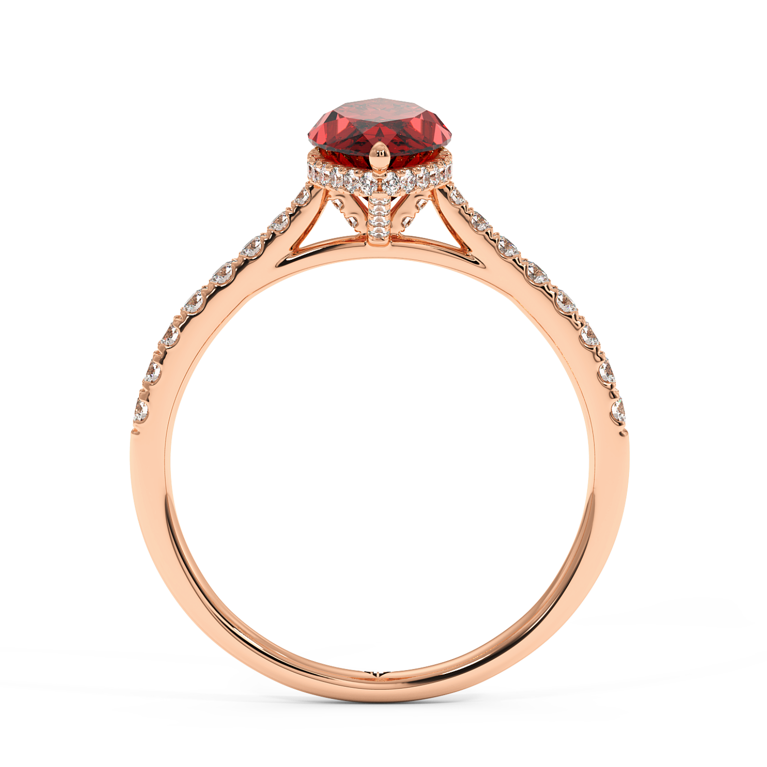 18K Rose Gold Hana Diamond Shoulder Hidden Halo Engagement Ring