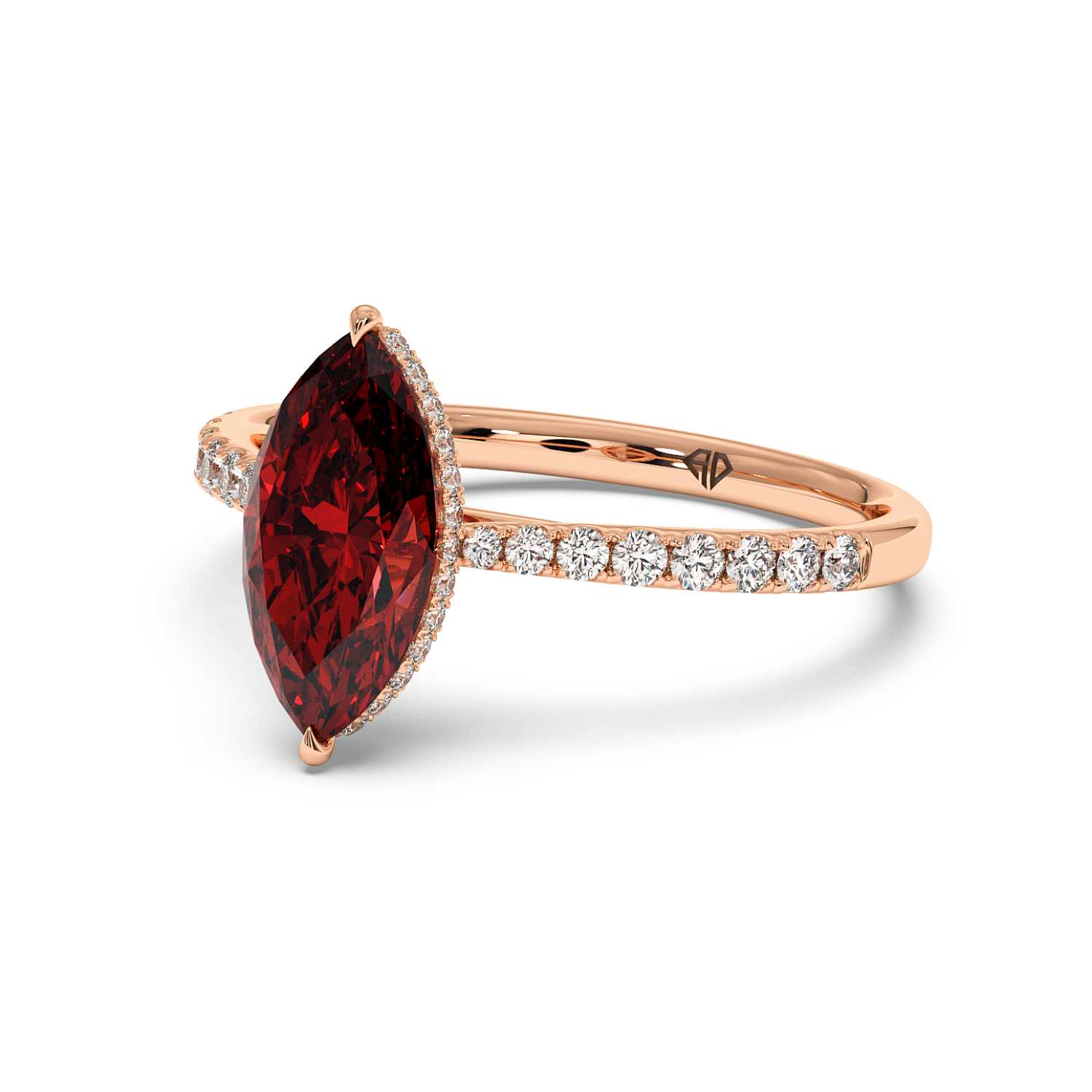 18K Rose Gold Hana Diamond Shoulder Hidden Halo Engagement Ring