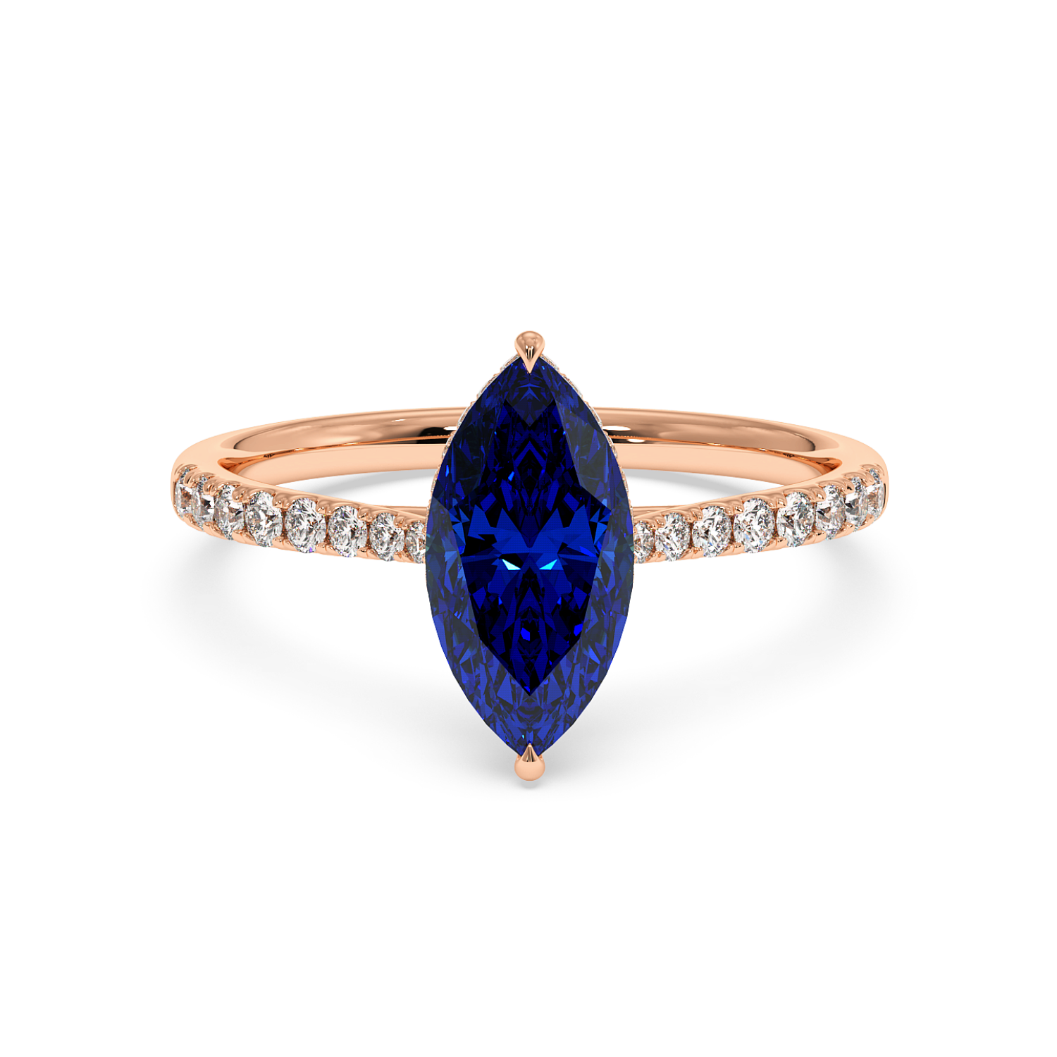 18K Rose Gold Hana Diamond Shoulder Hidden Halo Engagement Ring