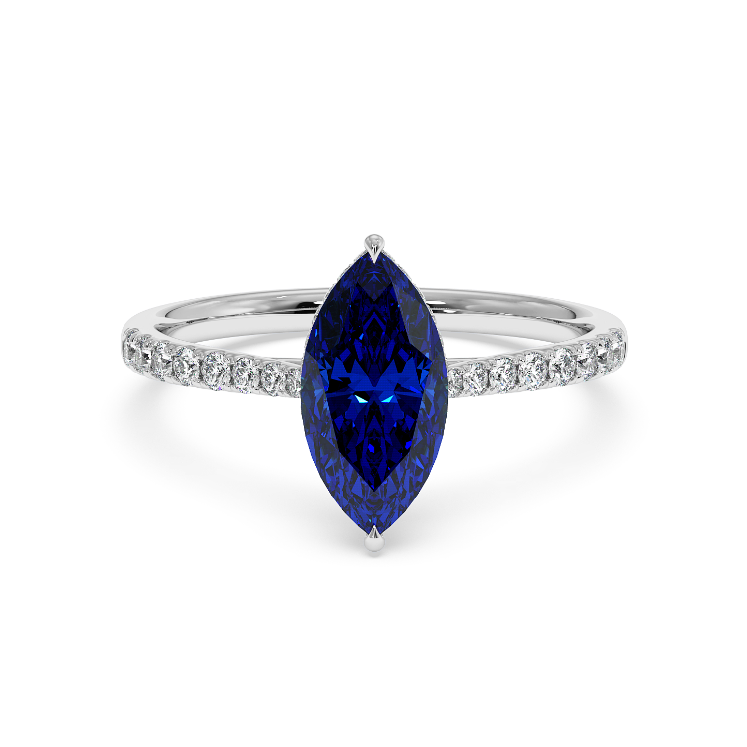 Platinum Hana Diamond Shoulder Hidden Halo Engagement Ring