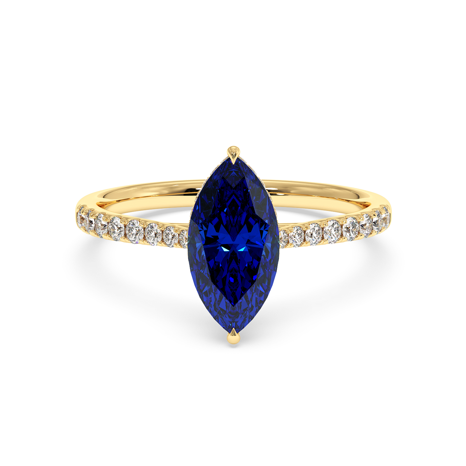 18K Yellow Gold Hana Diamond Shoulder Hidden Halo Engagement Ring