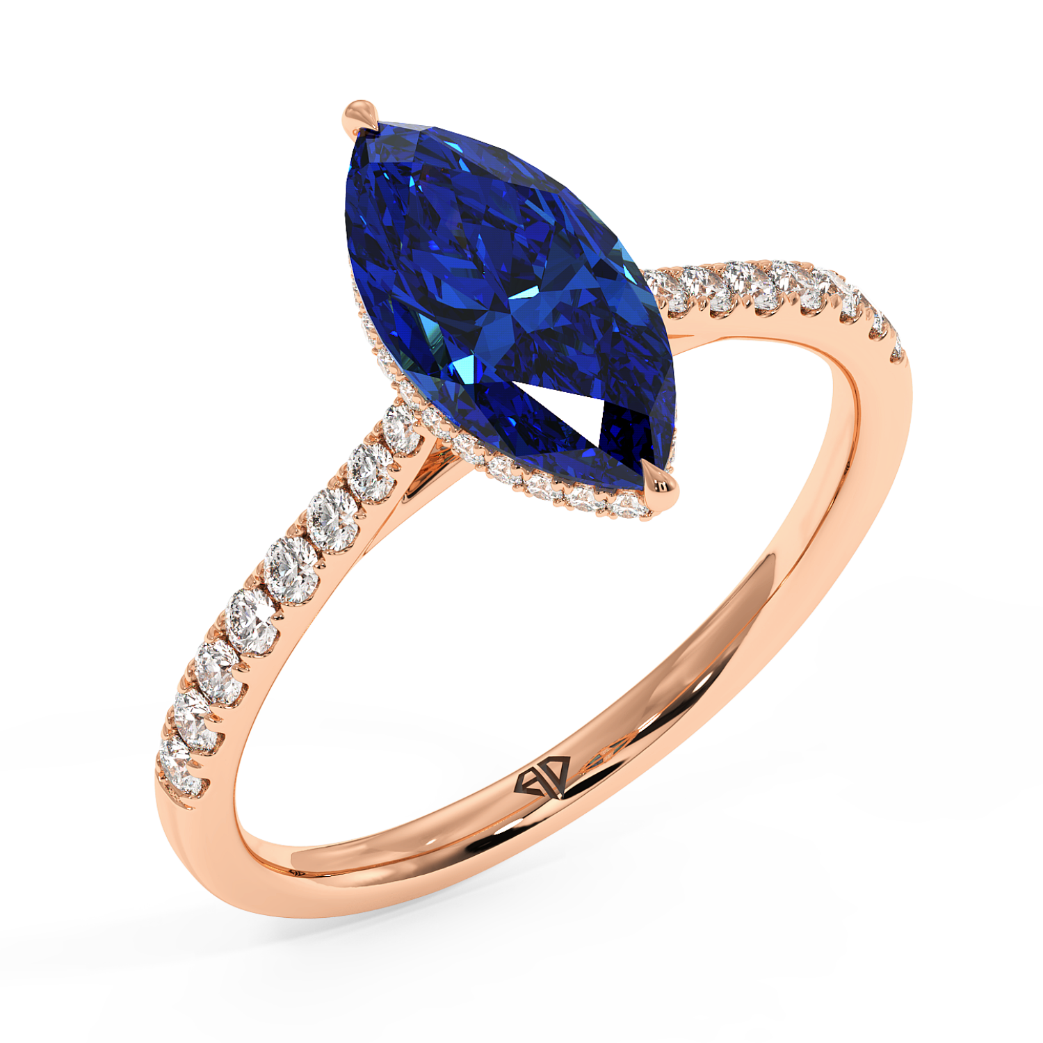 18K Rose Gold Hana Diamond Shoulder Hidden Halo Engagement Ring