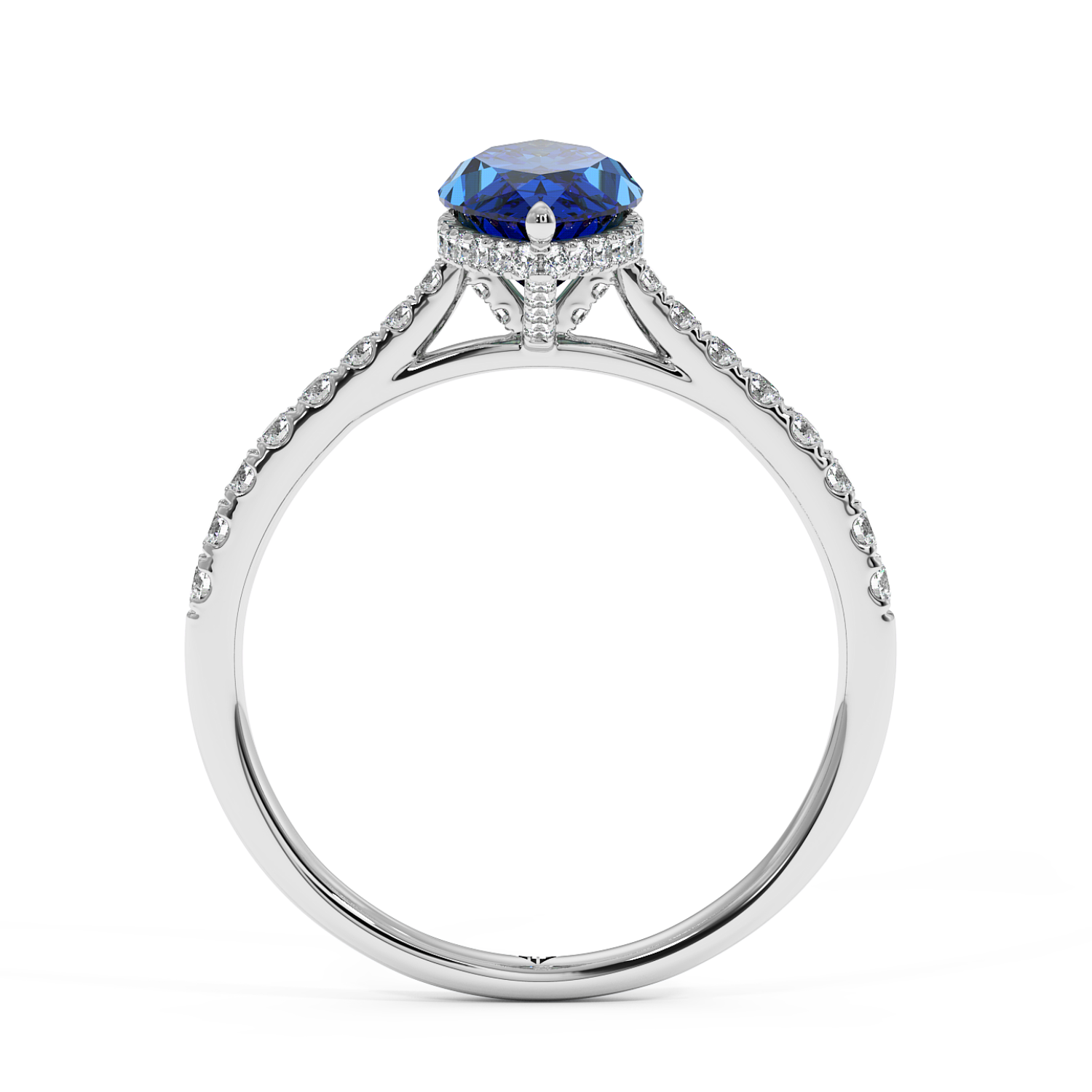 Platinum Hana Diamond Shoulder Hidden Halo Engagement Ring