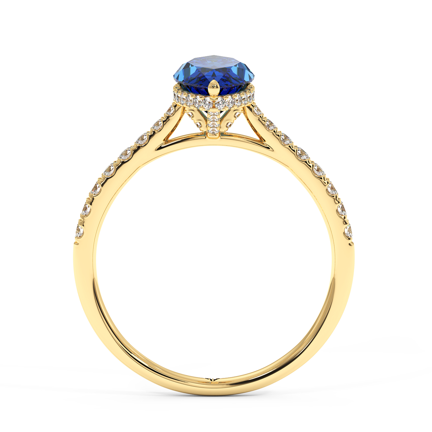 18K Yellow Gold Hana Diamond Shoulder Hidden Halo Engagement Ring