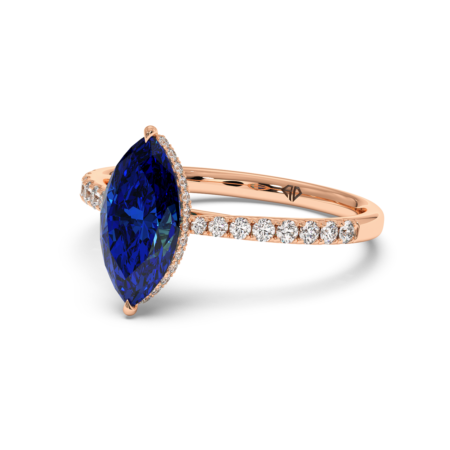 18K Rose Gold Hana Diamond Shoulder Hidden Halo Engagement Ring