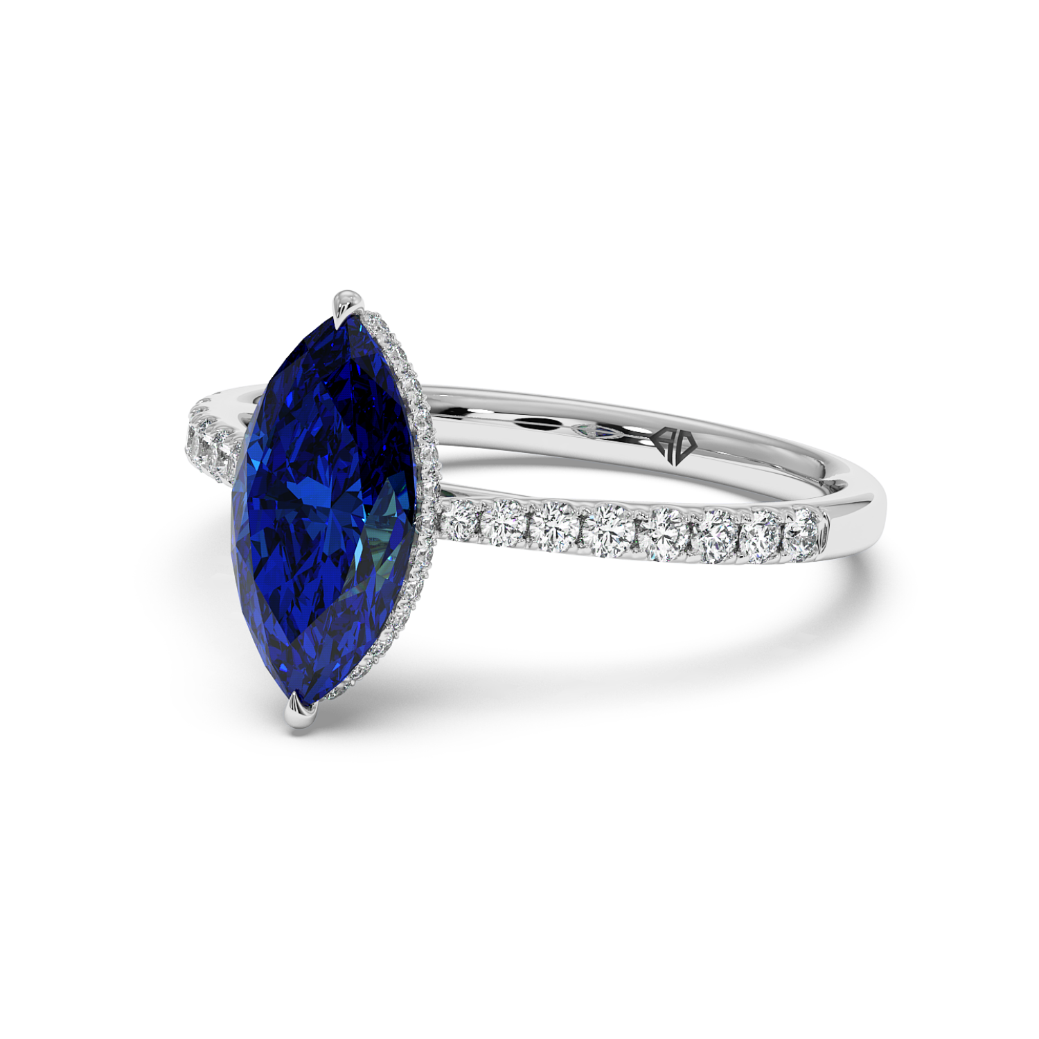 Platinum Hana Diamond Shoulder Hidden Halo Engagement Ring