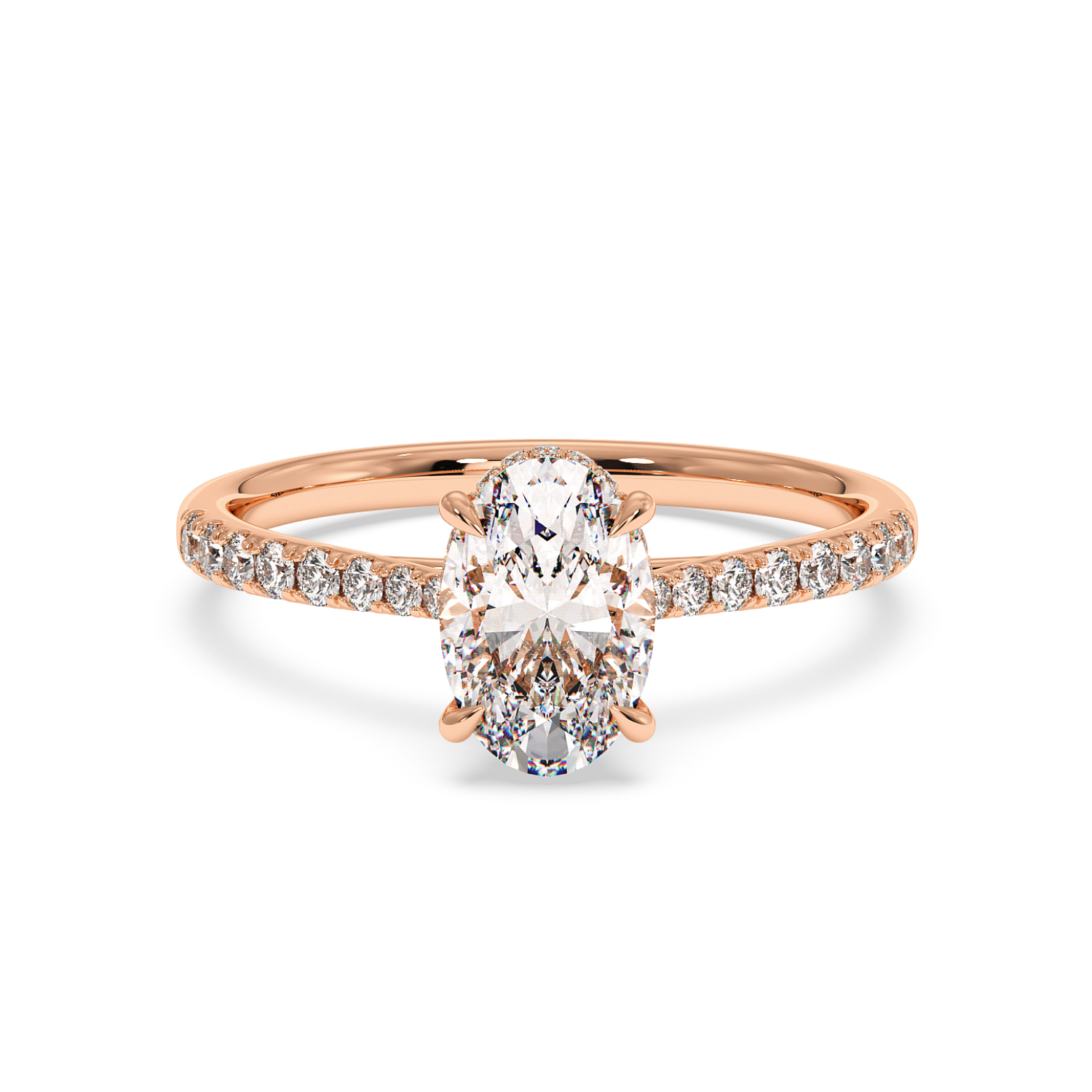 18K Rose Gold Hana Diamond Shoulder Hidden Halo Engagement Ring