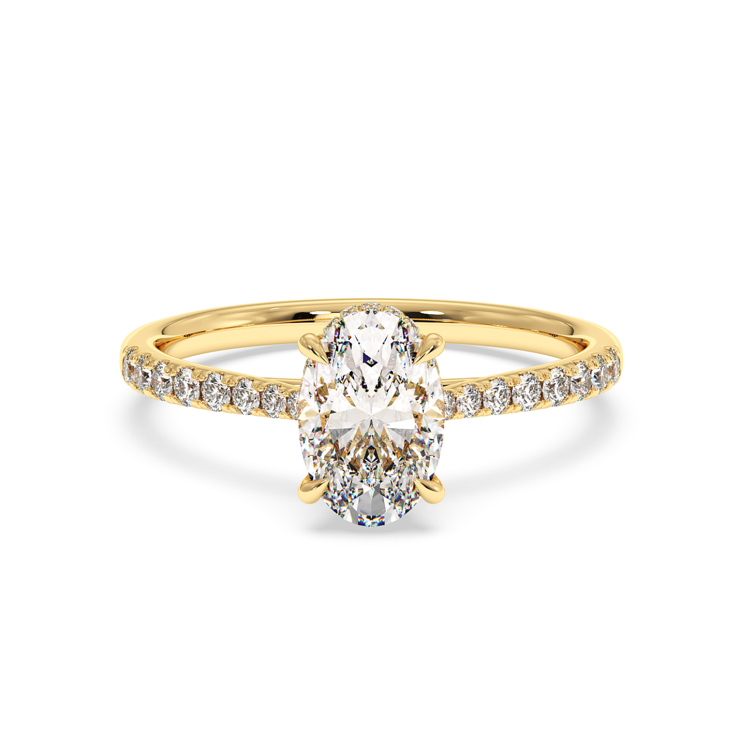18K Yellow Gold Hana Diamond Shoulder Hidden Halo Engagement Ring