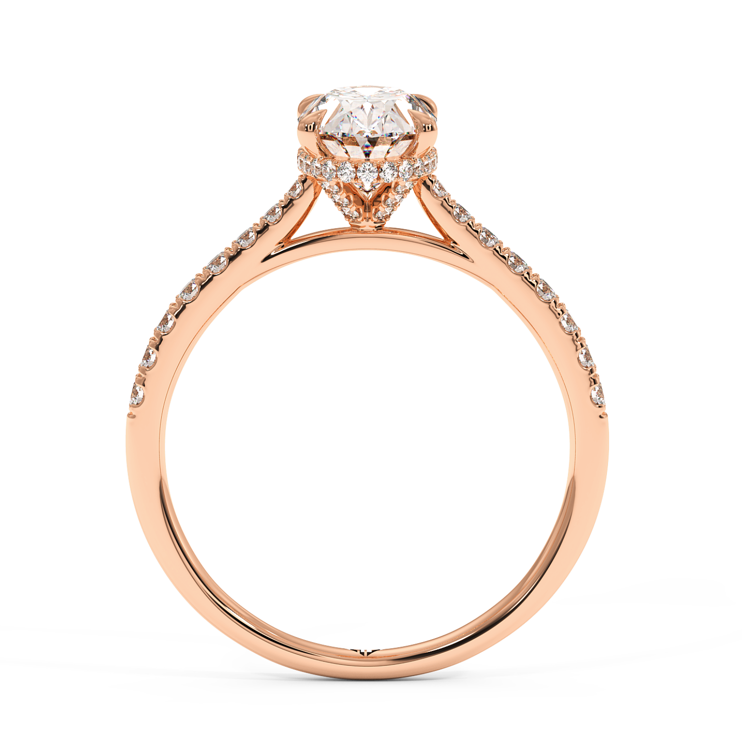 18K Rose Gold Hana Diamond Shoulder Hidden Halo Engagement Ring