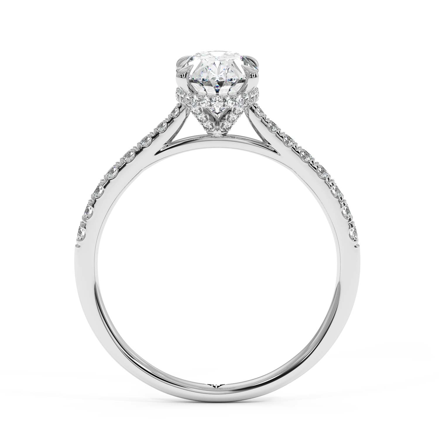 Platinum Hana Diamond Shoulder Hidden Halo Engagement Ring