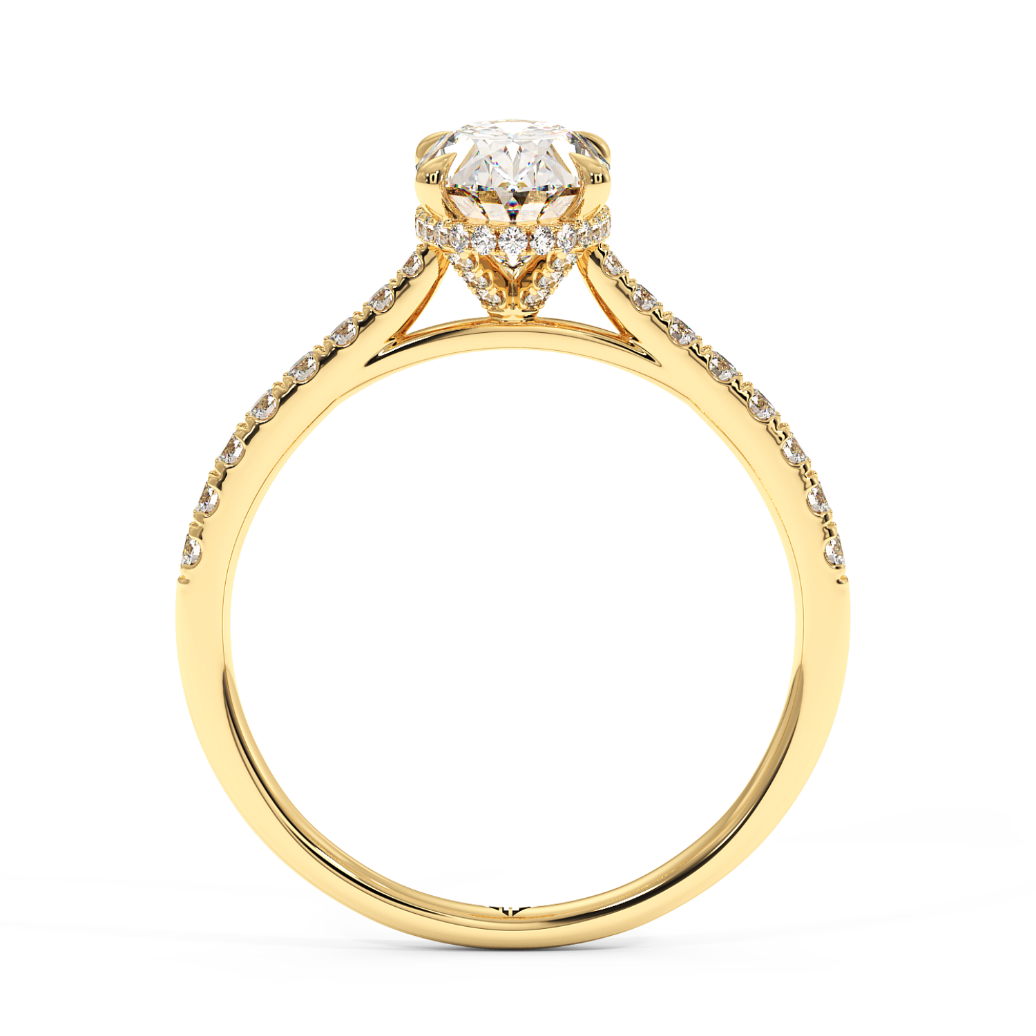 18K Yellow Gold Hana Diamond Shoulder Hidden Halo Engagement Ring