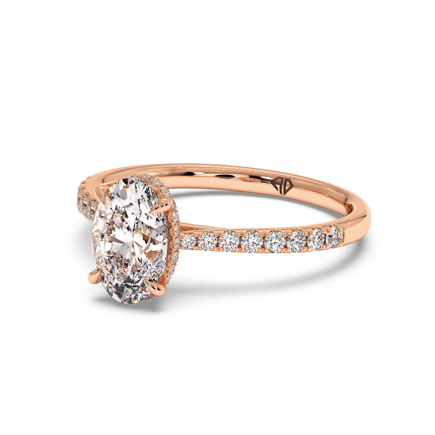 18K Rose Gold Hana Diamond Shoulder Hidden Halo Engagement Ring