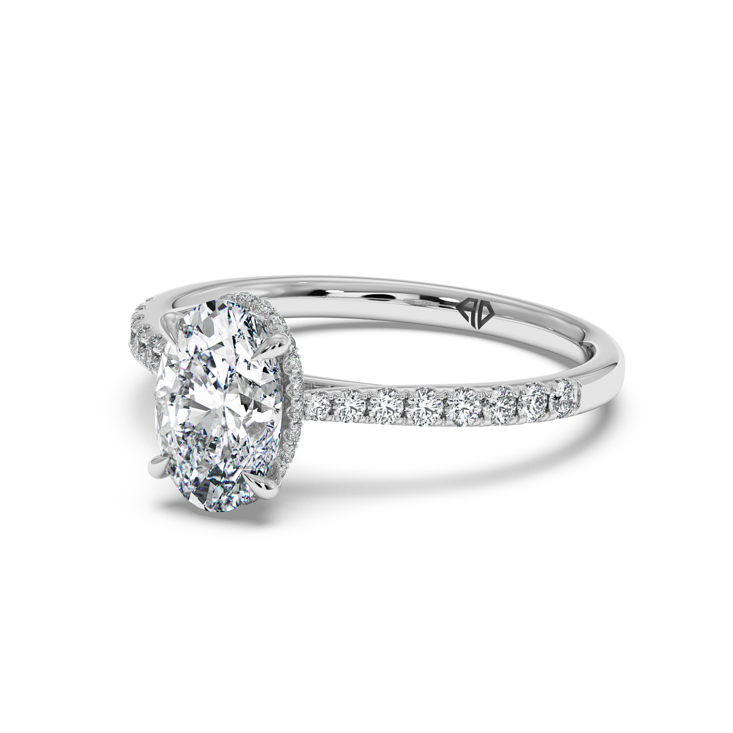 Platinum Hana Diamond Shoulder Hidden Halo Engagement Ring