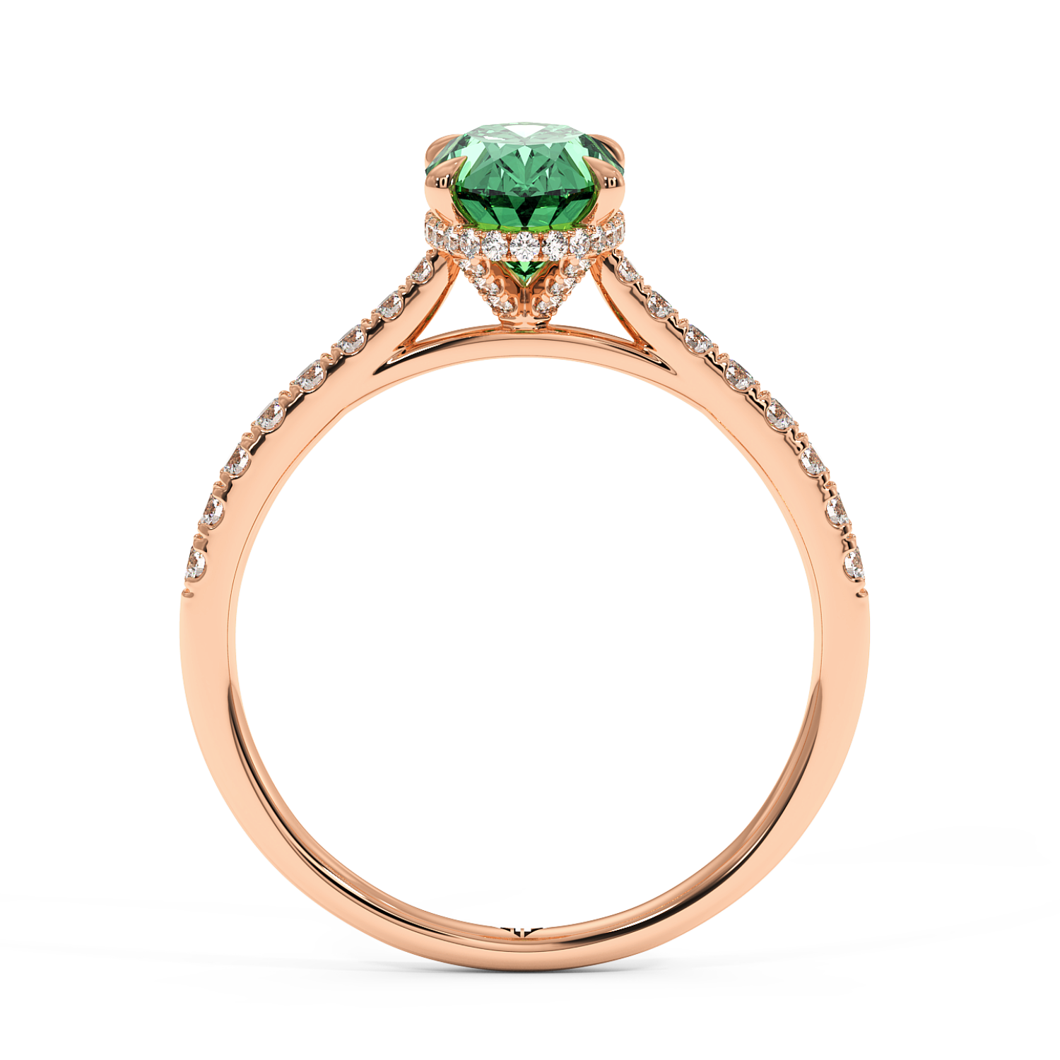 18K Rose Gold Hana Diamond Shoulder Hidden Halo Engagement Ring