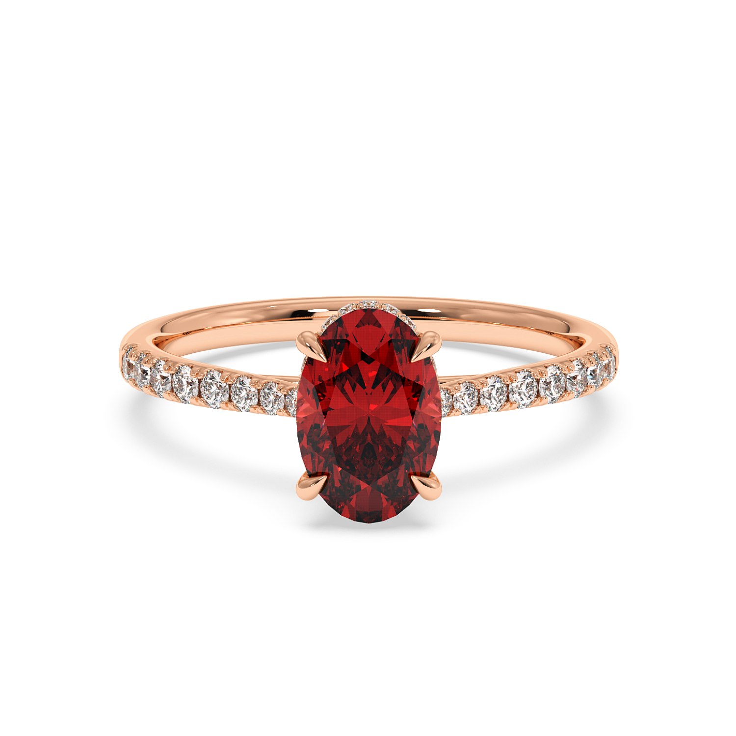 18K Rose Gold Hana Diamond Shoulder Hidden Halo Engagement Ring