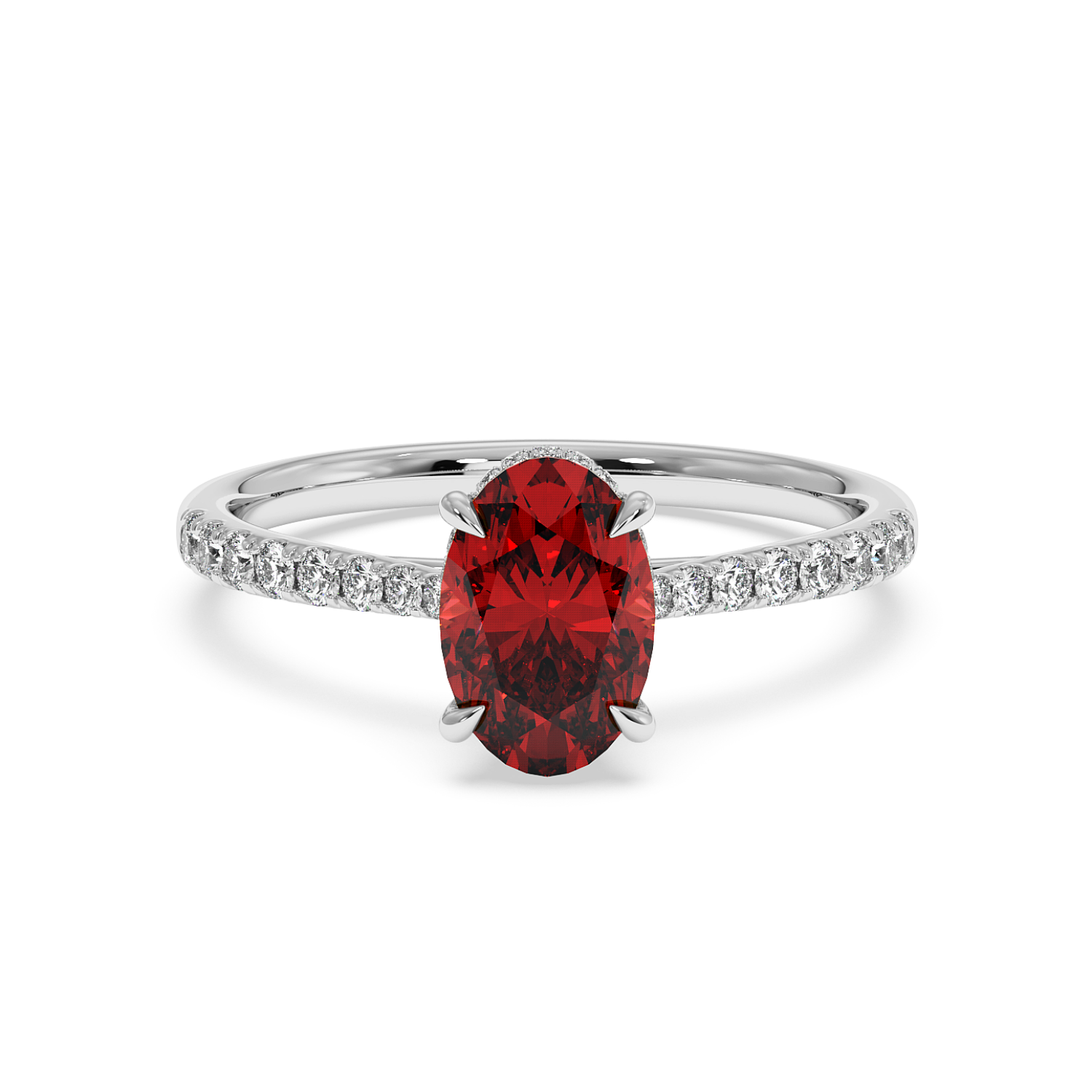 Platinum Hana Diamond Shoulder Hidden Halo Engagement Ring