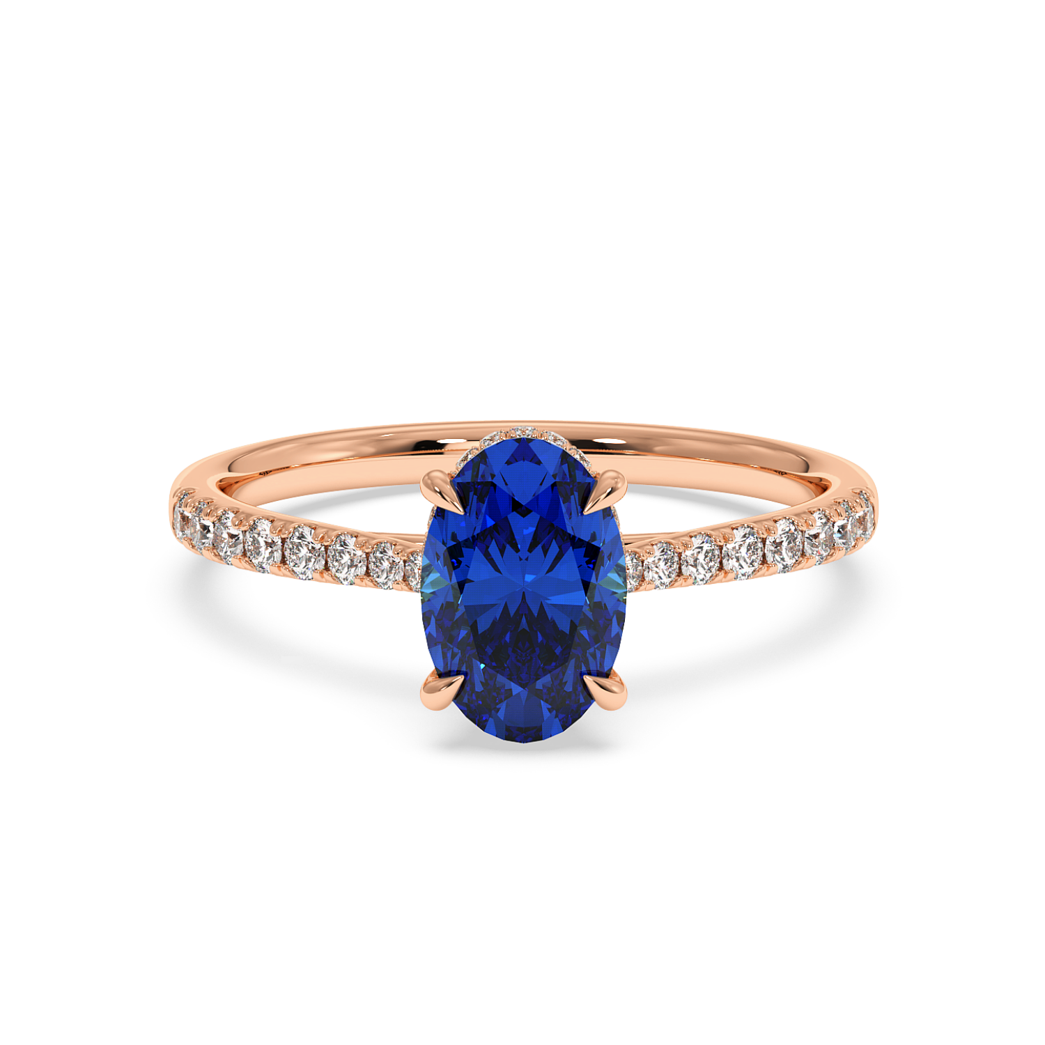 18K Rose Gold Hana Diamond Shoulder Hidden Halo Engagement Ring