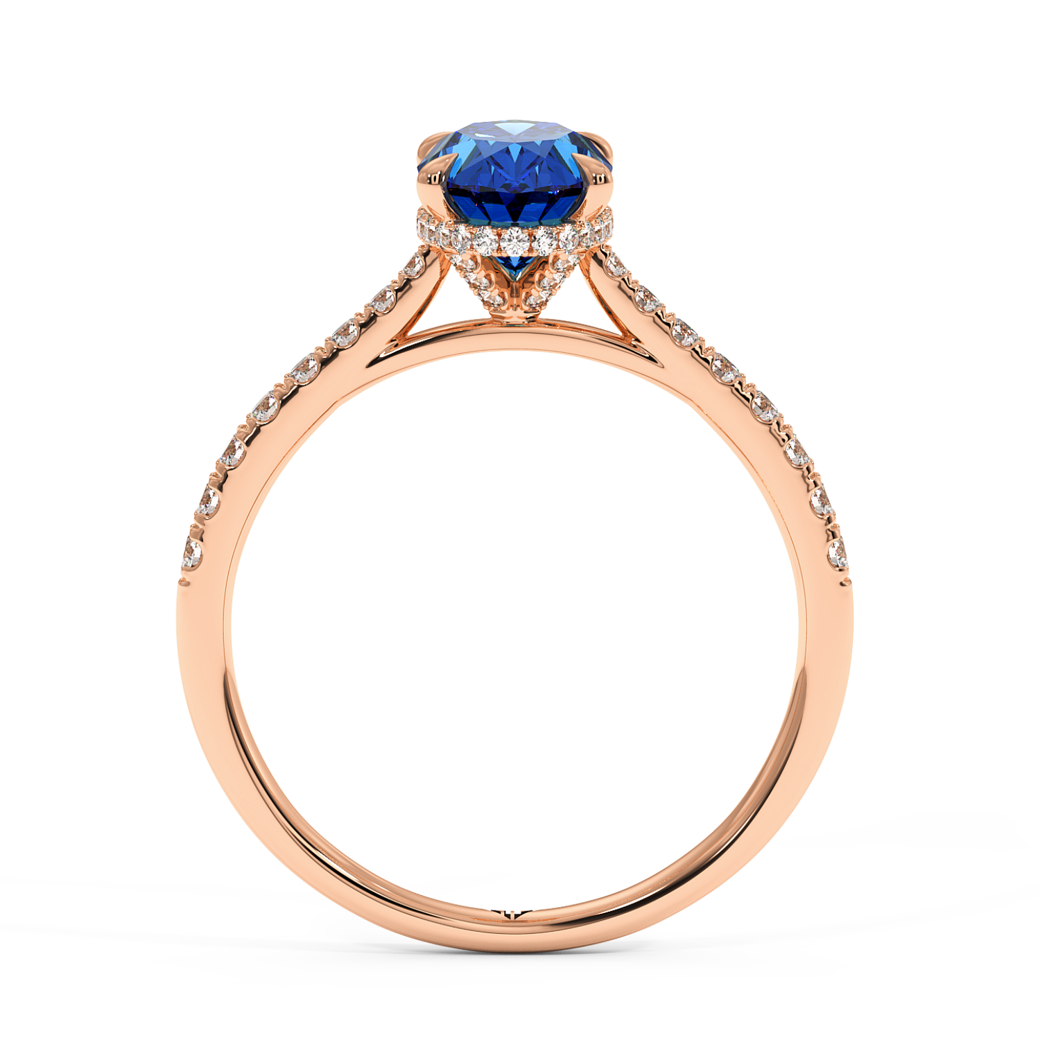 18K Rose Gold Hana Diamond Shoulder Hidden Halo Engagement Ring