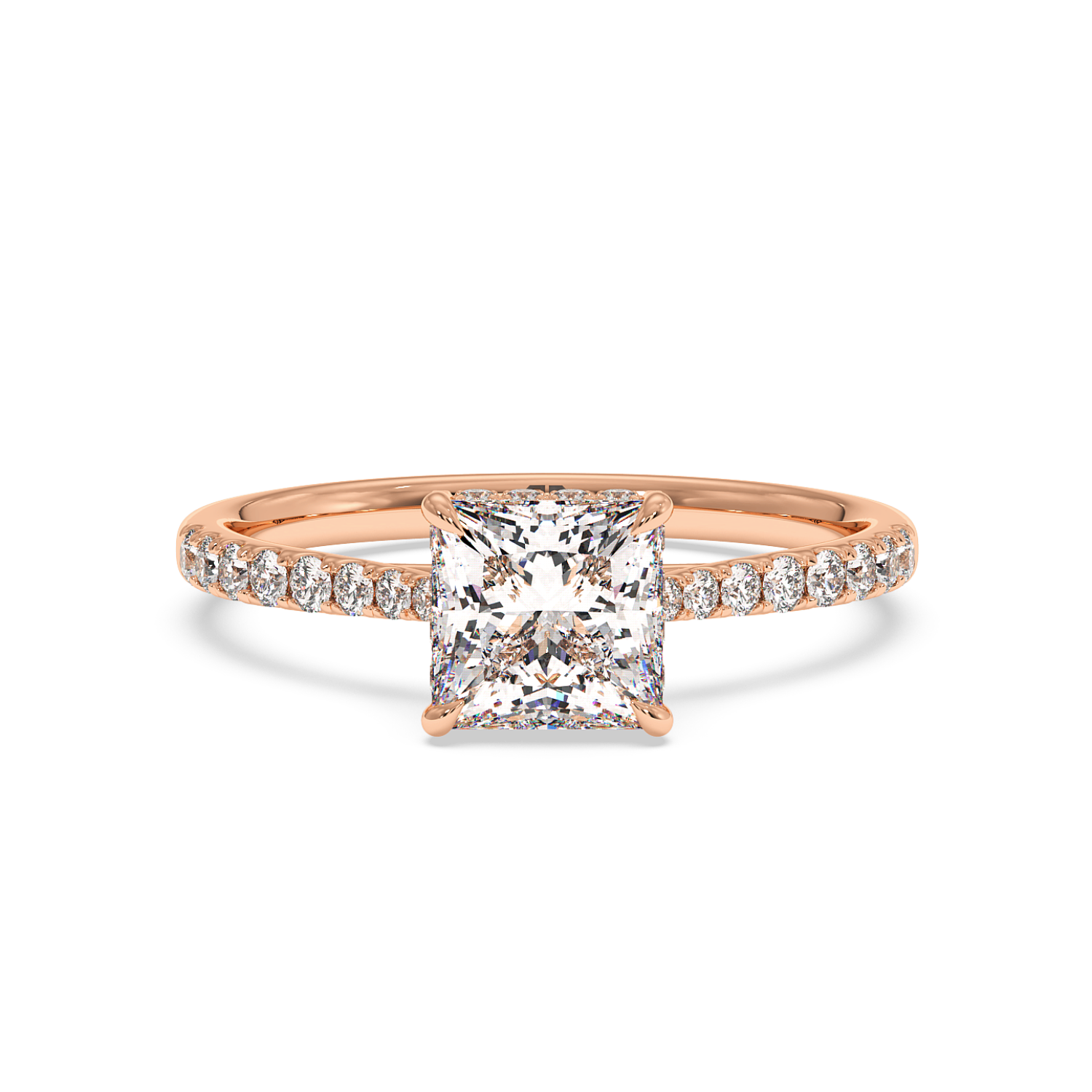 18K Rose Gold Hana Diamond Shoulder Hidden Halo Engagement Ring