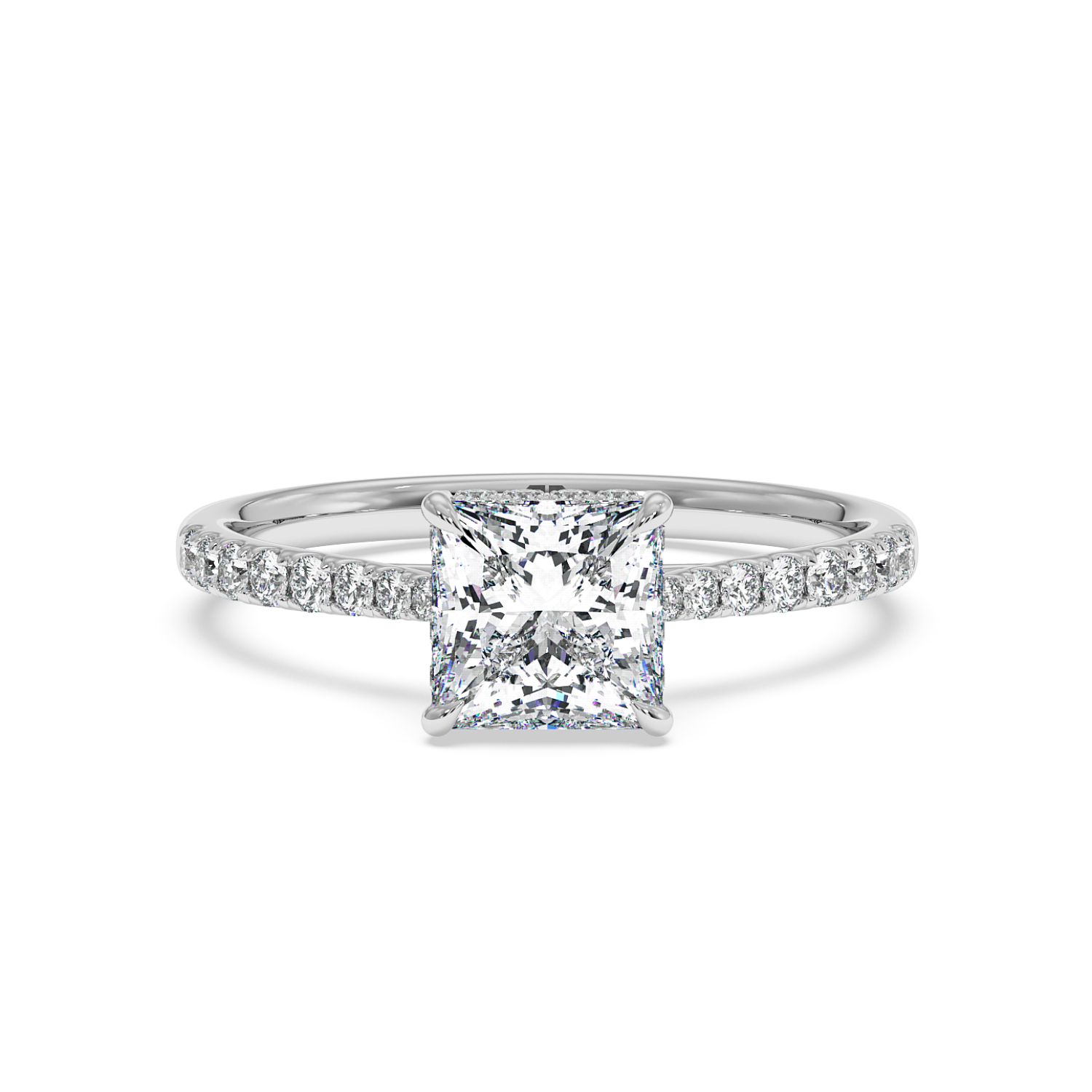 Platinum Hana Diamond Shoulder Hidden Halo Engagement Ring