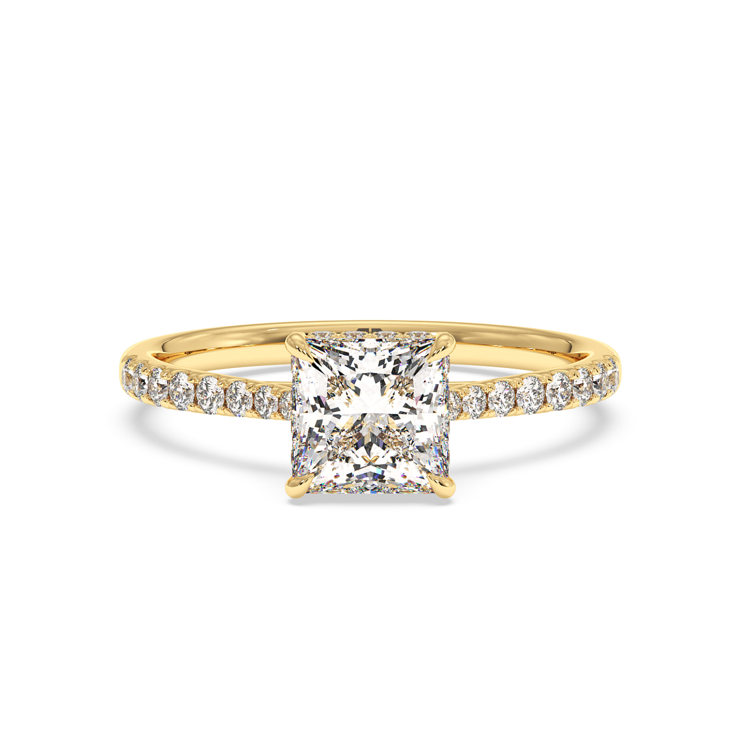 18K Yellow Gold Hana Diamond Shoulder Hidden Halo Engagement Ring