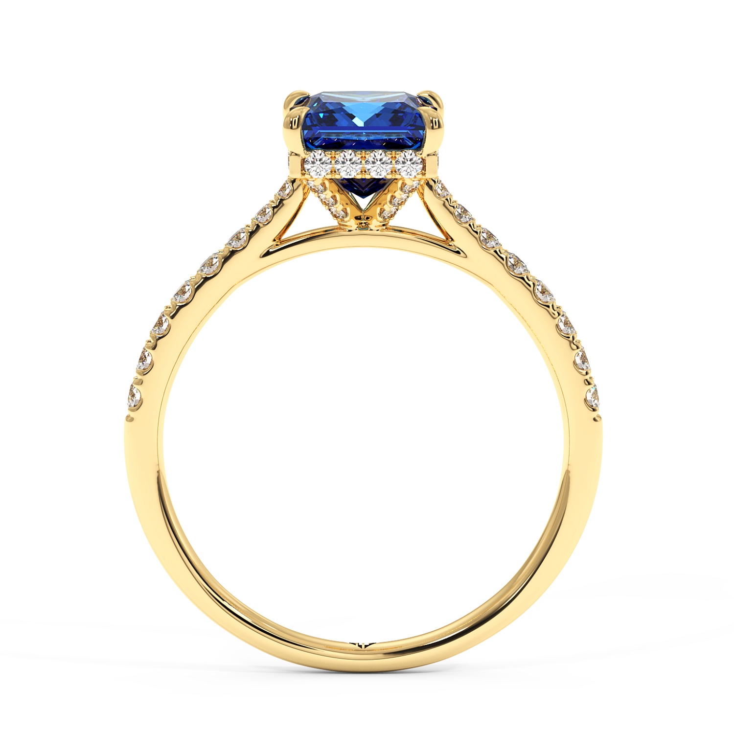 18K Yellow Gold Hana Diamond Shoulder Hidden Halo Engagement Ring