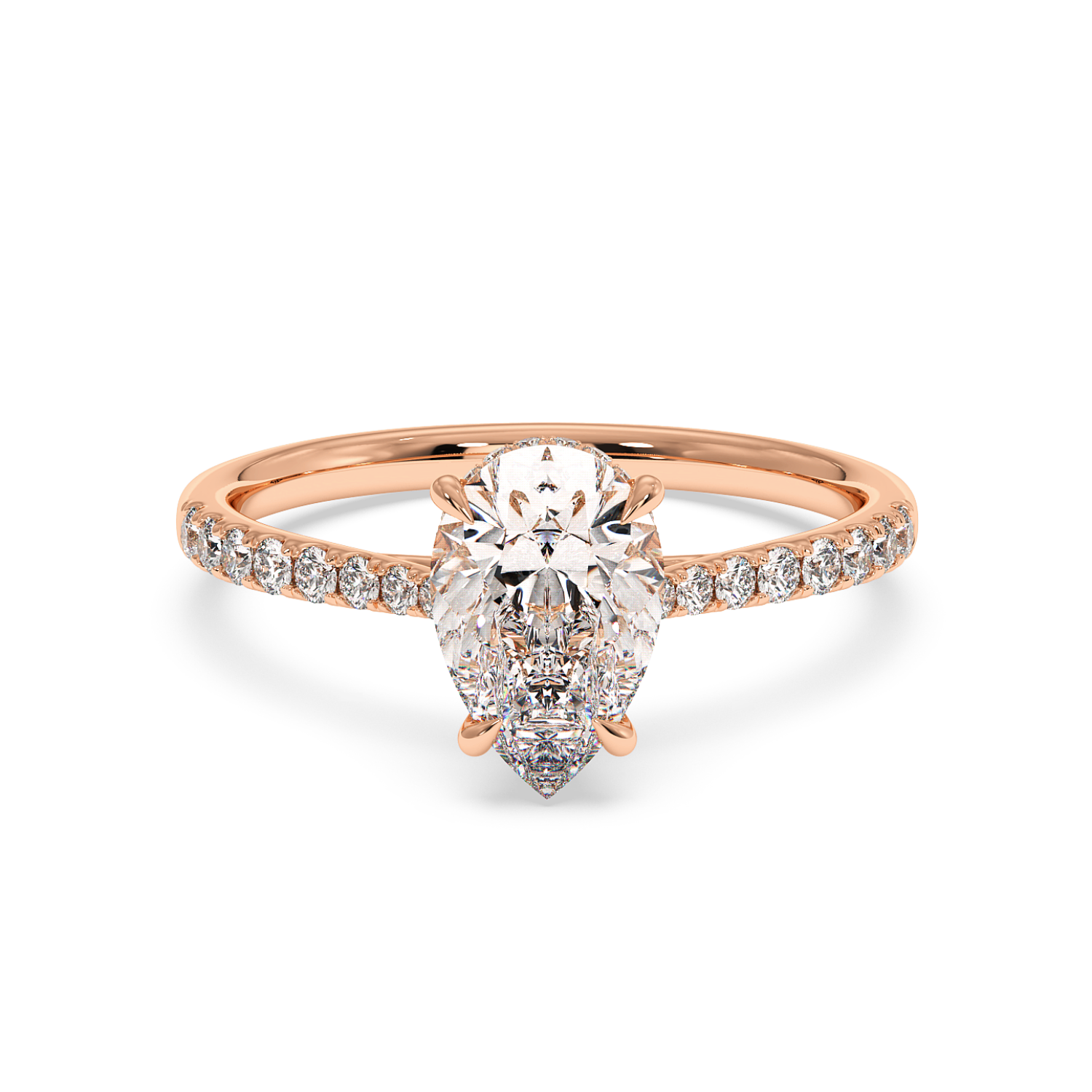 18K Rose Gold Hana Diamond Shoulder Hidden Halo Engagement Ring