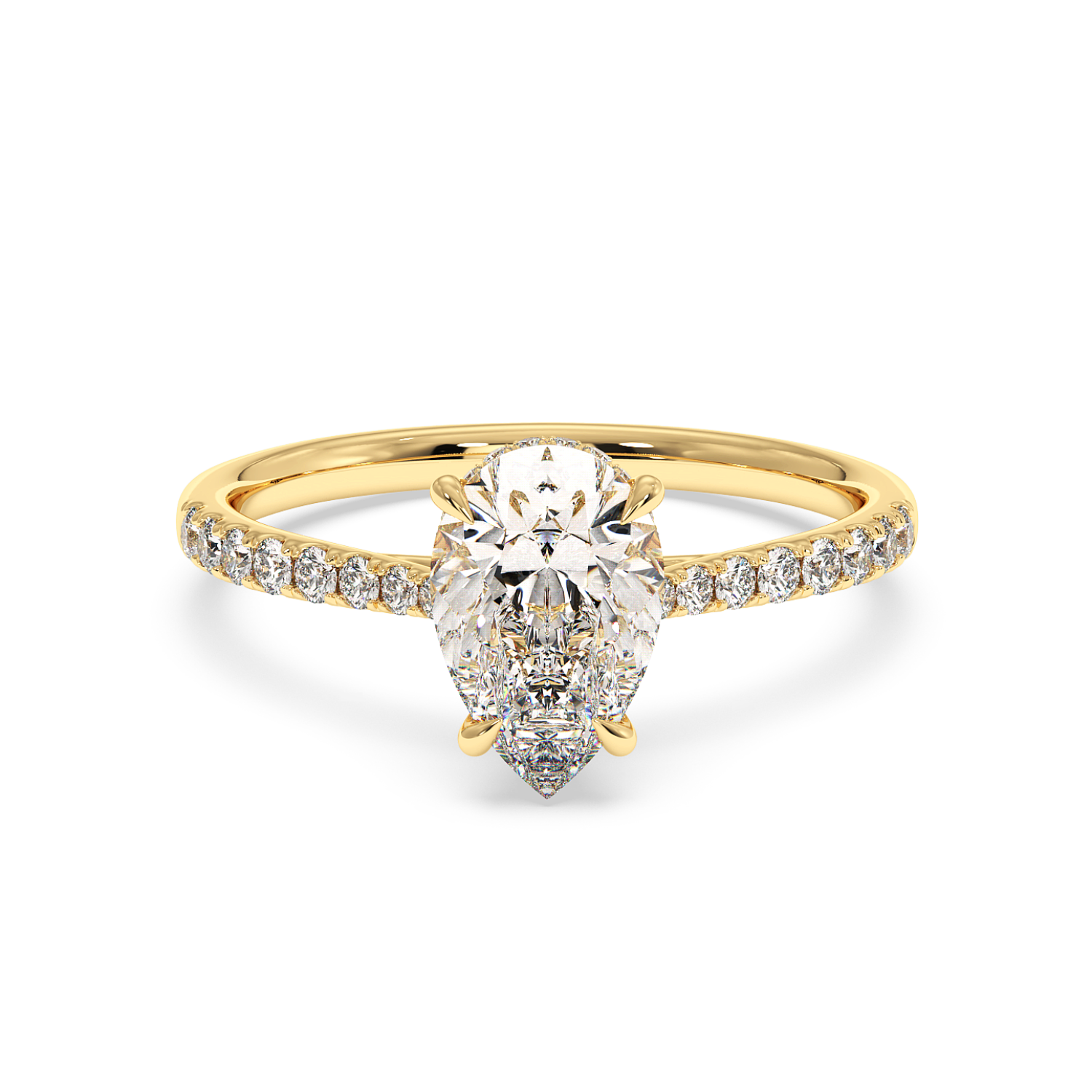 18K Yellow Gold Hana Diamond Shoulder Hidden Halo Engagement Ring