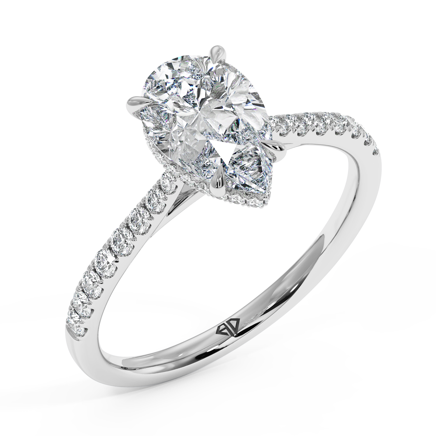 Platinum Hana Diamond Shoulder Hidden Halo Engagement Ring