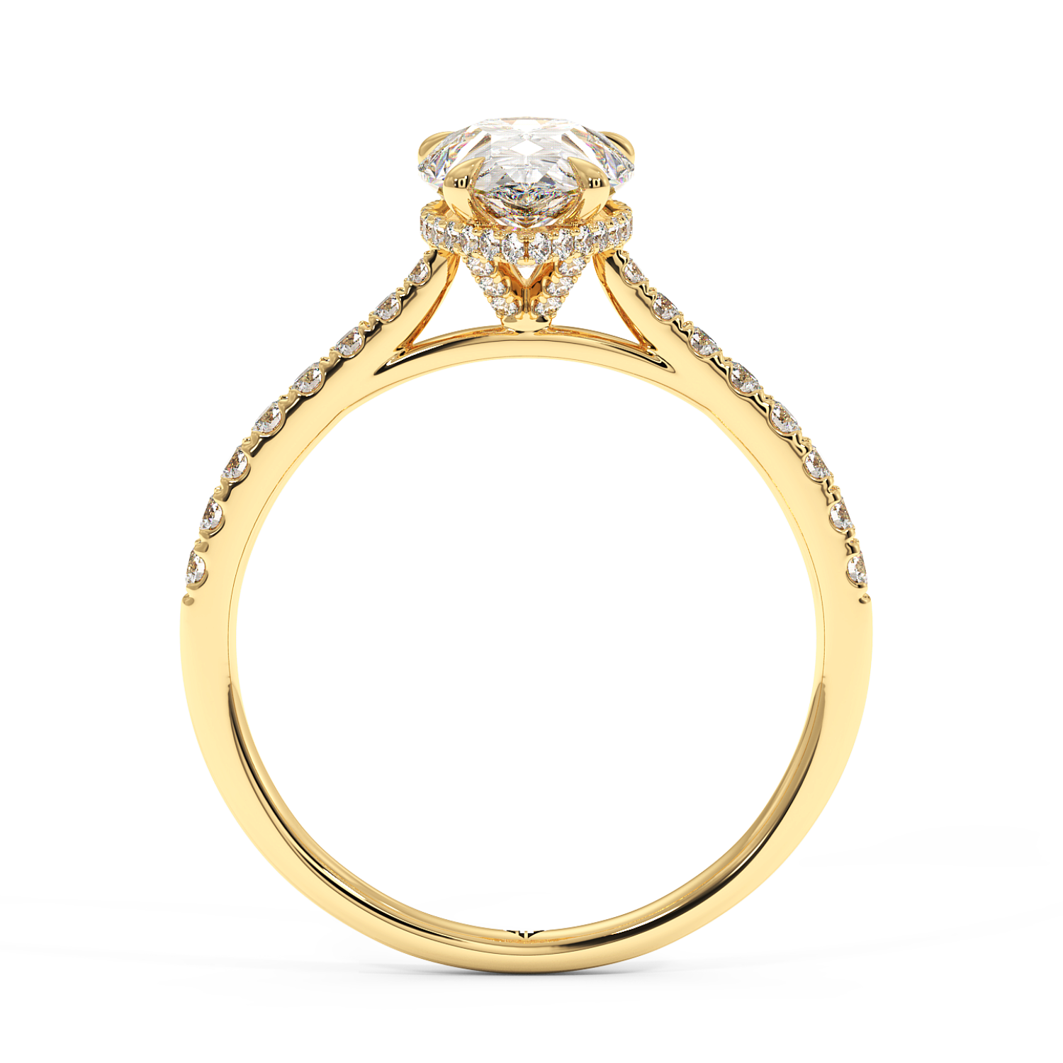 18K Yellow Gold Hana Diamond Shoulder Hidden Halo Engagement Ring
