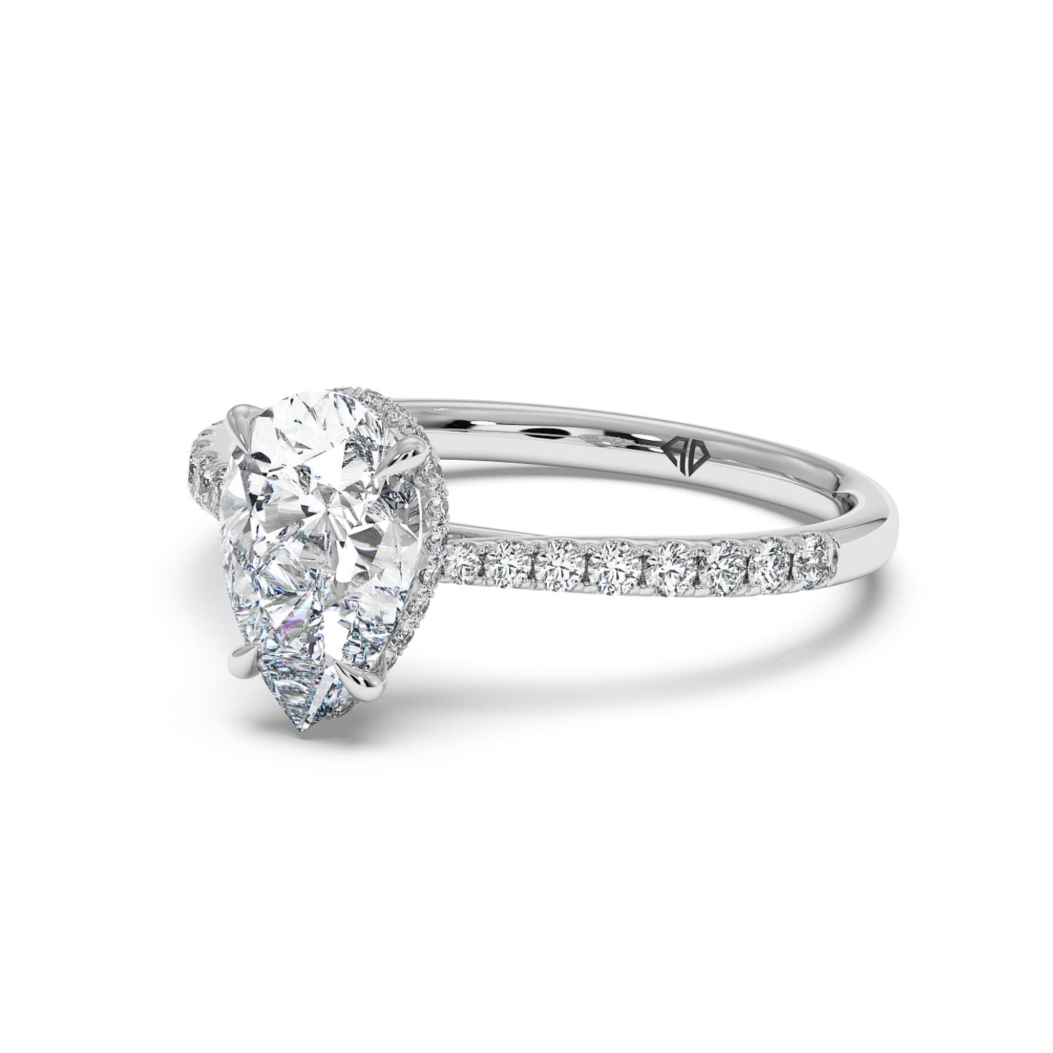 Platinum Hana Diamond Shoulder Hidden Halo Engagement Ring