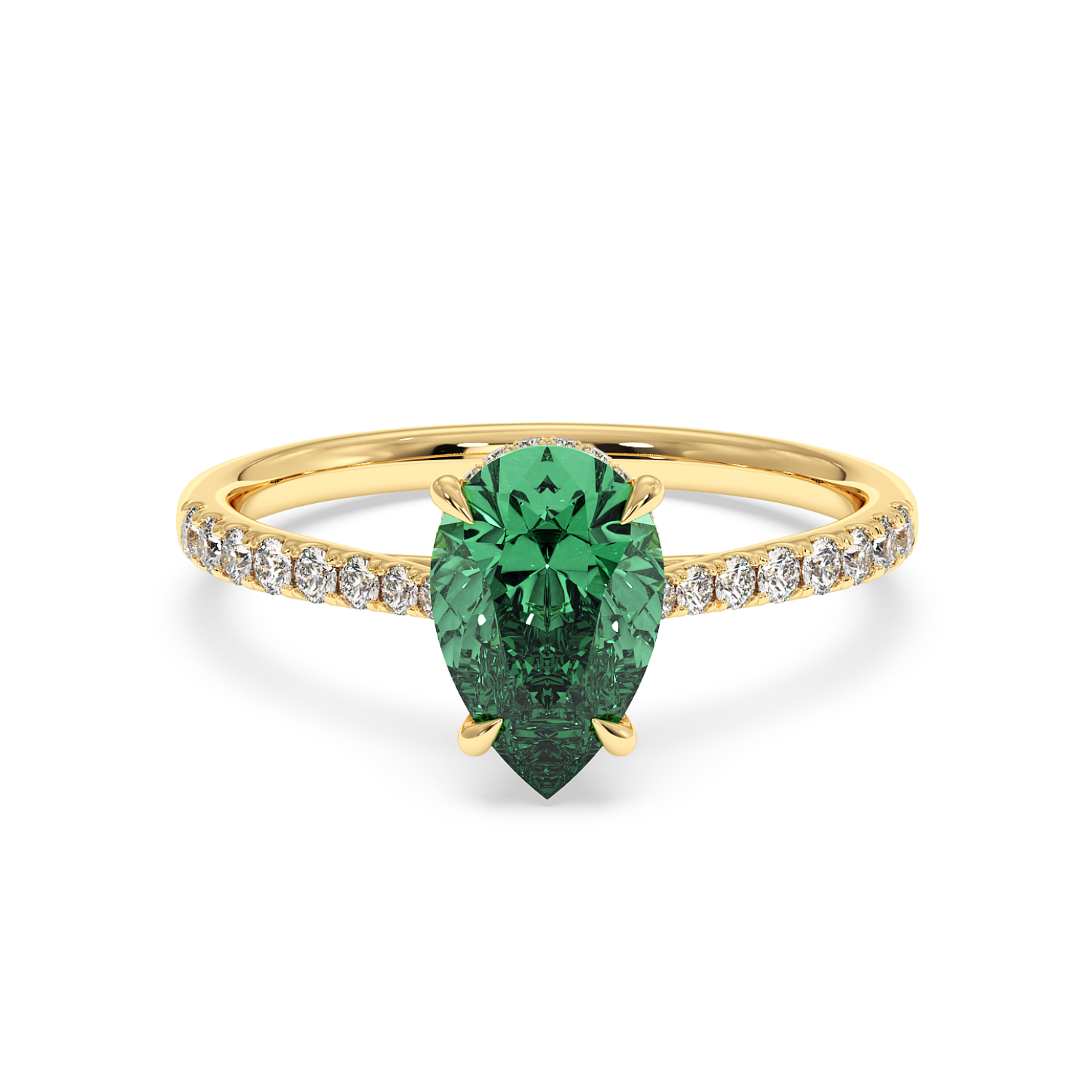 18K Yellow Gold Hana Diamond Shoulder Hidden Halo Engagement Ring